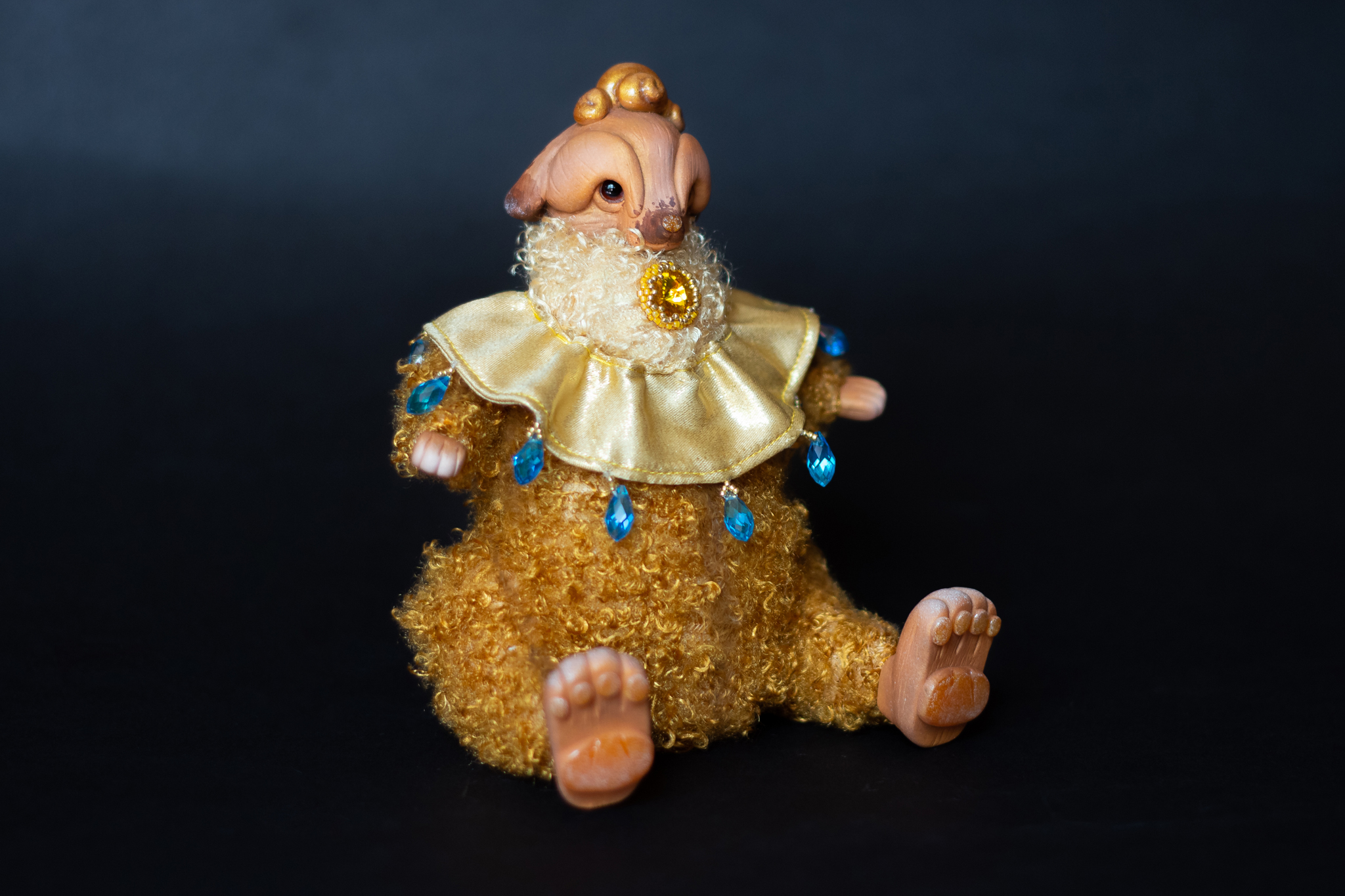 circus poodle - My, Needlework without process, Poodle, Polymer clay, Toys, Teddy's friends, Mixed media, Longpost