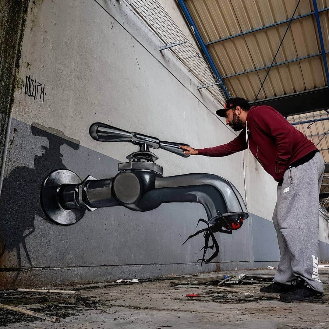 Portuguese artist Sergio Odate creates incredible 3d graffiti - Graffiti, Street art, Realism, Longpost