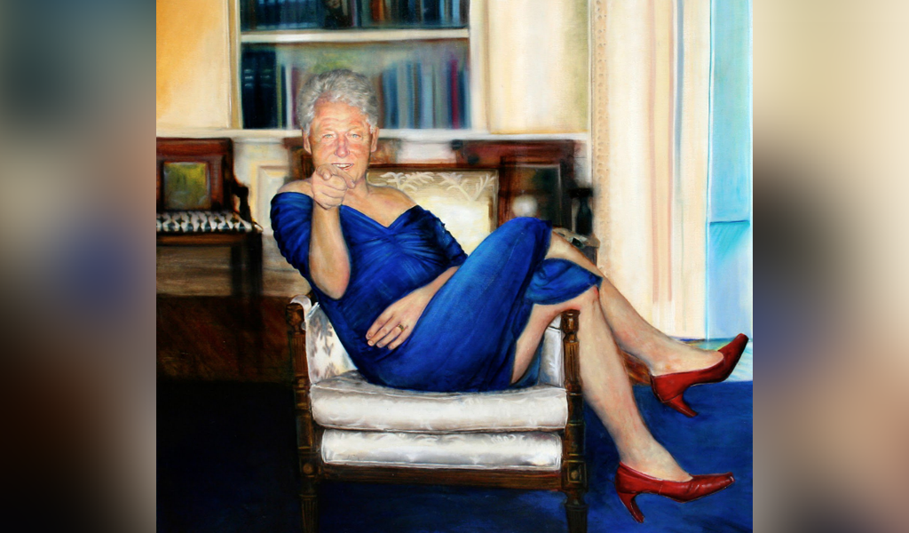 Portrait of Bill Clinton in dress and shoes found in Epstein mansion - Clinton, Trance, Scandal, , Jeffrey Epstein, Bill clinton, Rule 63