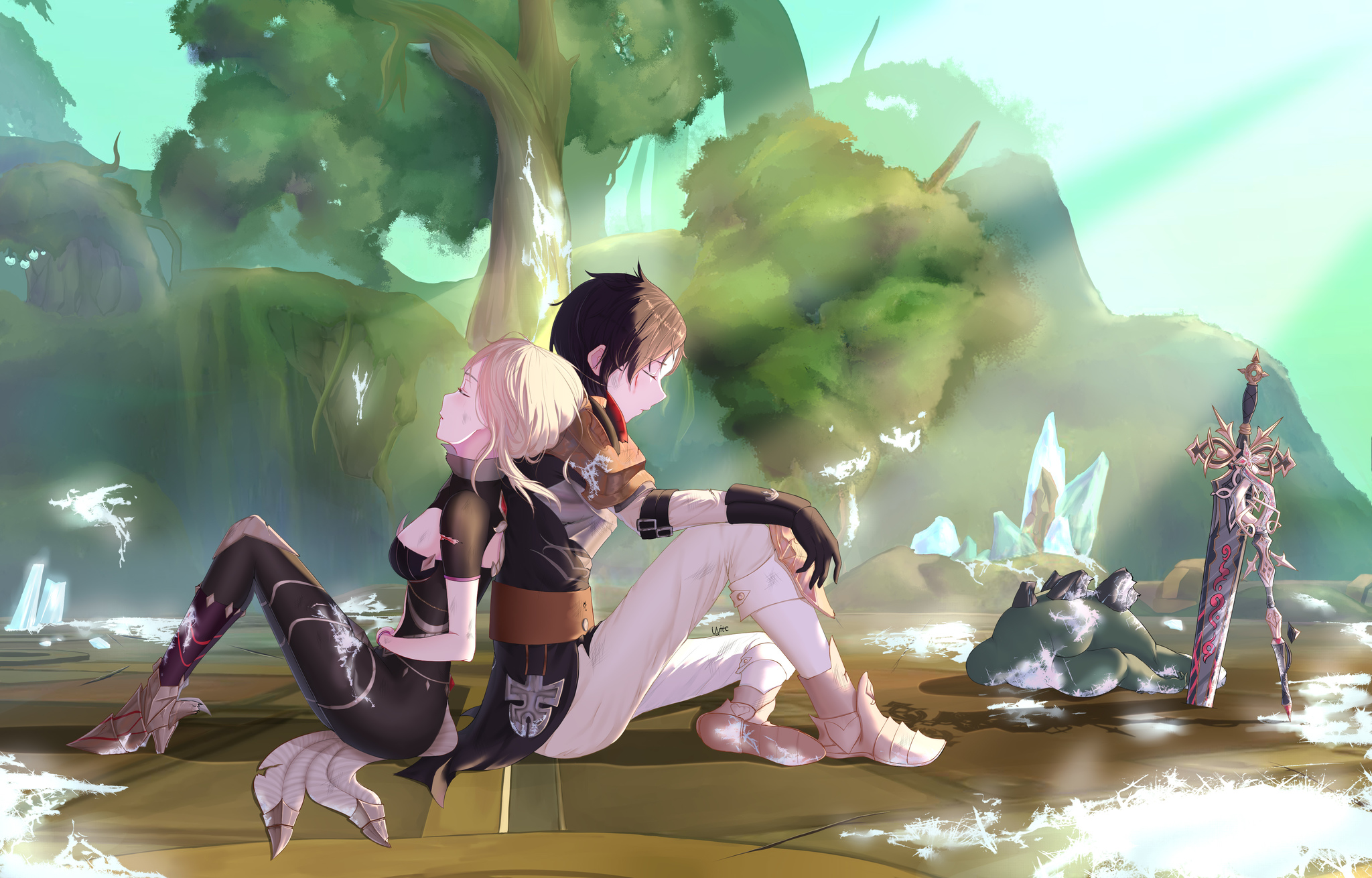 After a hard fight - My, Original character, Anime art, Dragon nest