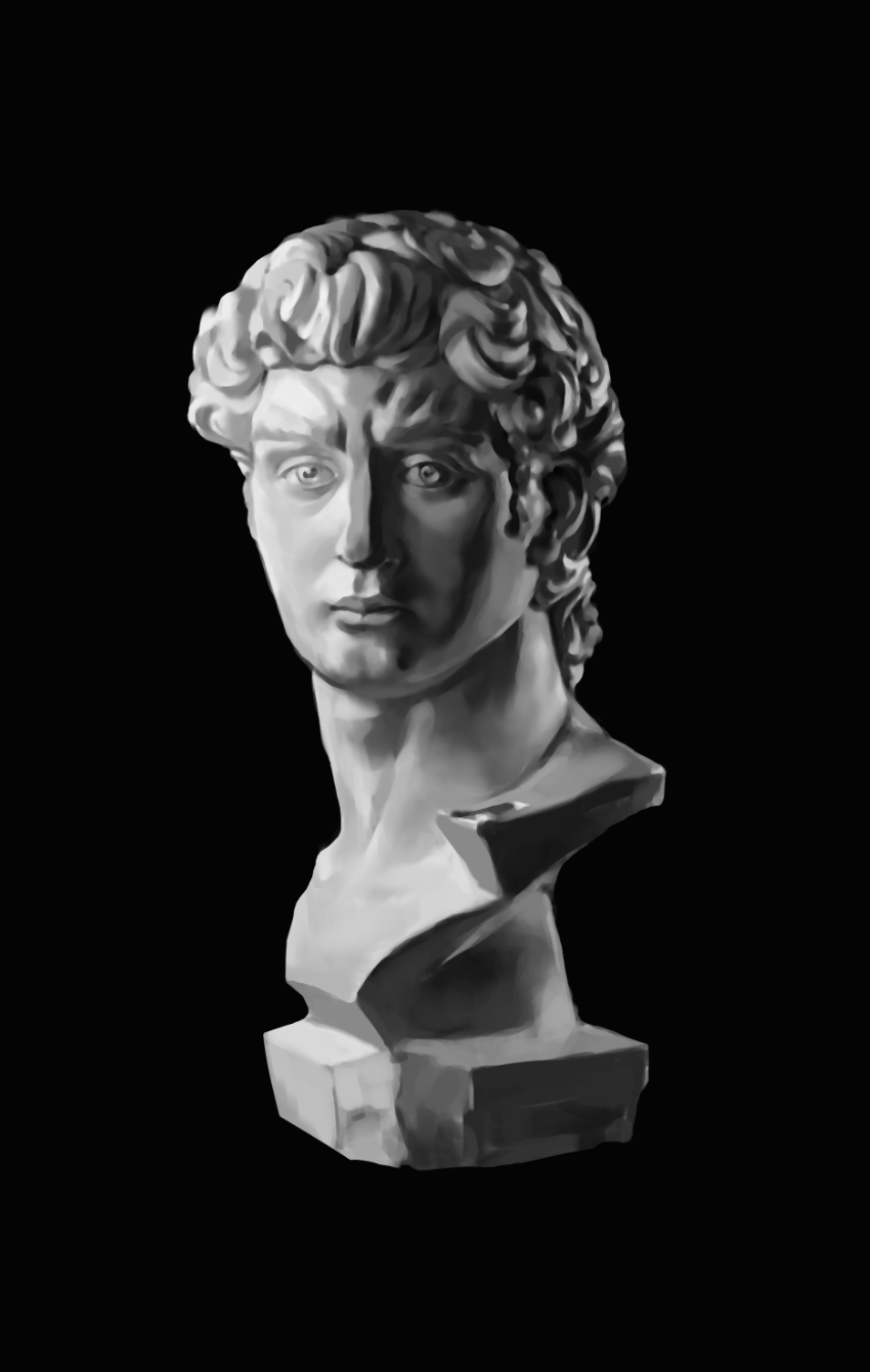 David's head drawing - My, Digital drawing, David, Sketch, Self-taught artist, Drawing, Bust, Sculpture