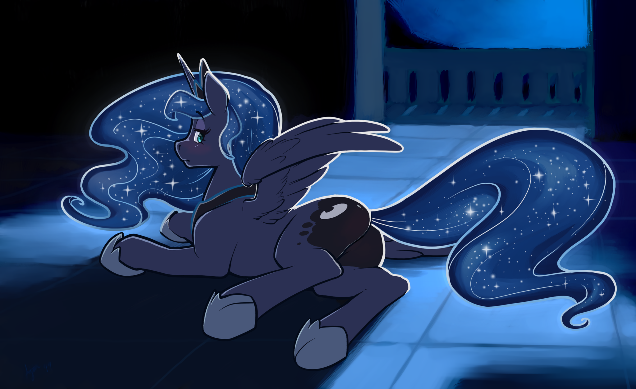 Lonely Night - My Little Pony, Princess Luna, MLP Edge, Ночь, Ajin