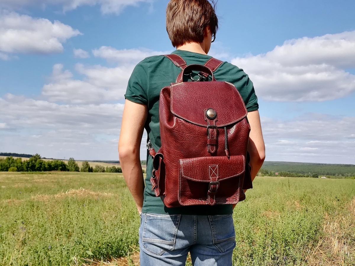 Backpack for younger son. - My, Backpack, Longpost, Handmade, Leather craft