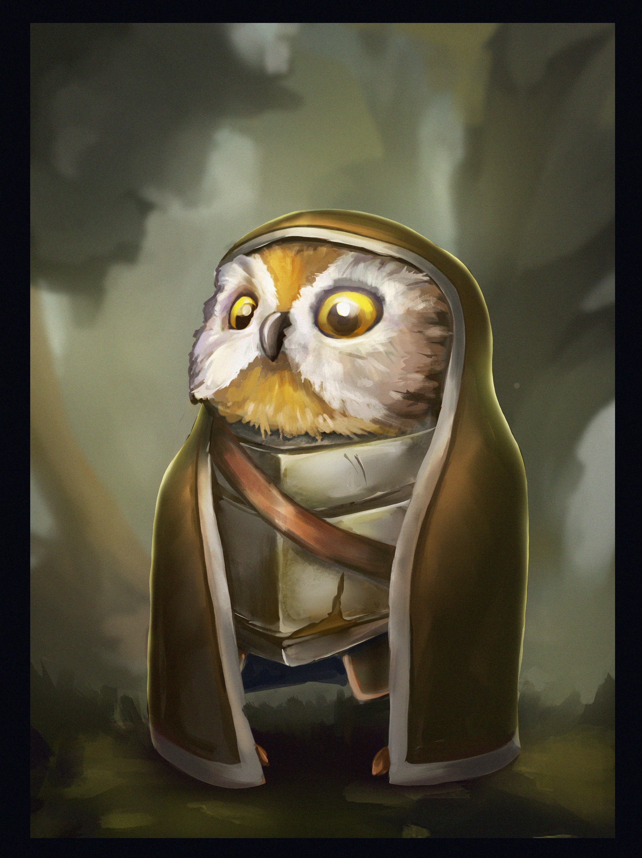 Owl stranger. - Anthro, Wanderer, Owl, Drawing on a tablet, Digital drawing, Concept Art, Art, Drawing, My