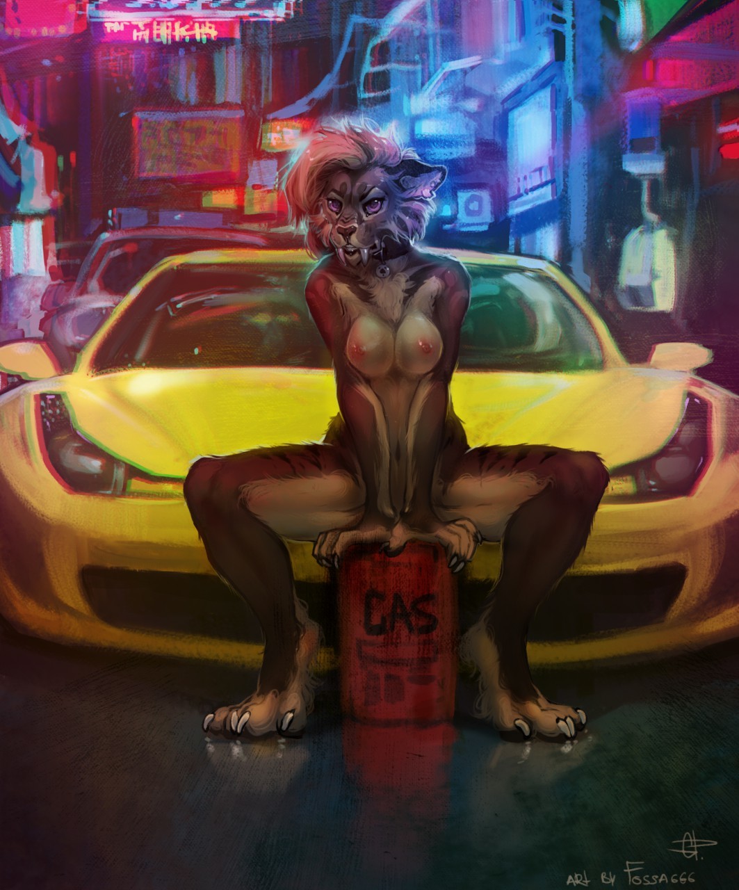 Lights of Tokyo - NSFW, Furry, Art, Furotica, Japan, Fossa666, Car