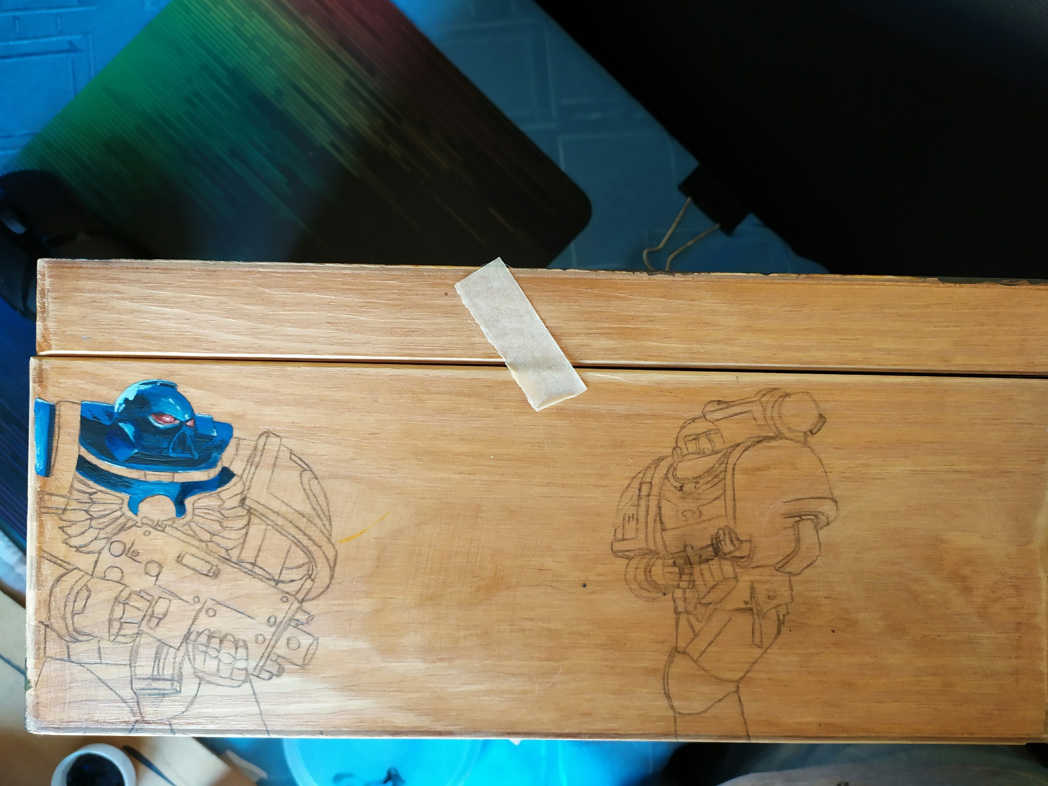 The box is half a year long. (Warhammer). - My, Warhammer 40k, Casket, Creation, Acrylic, To tears, Space Marine, Dreadnought, Longpost