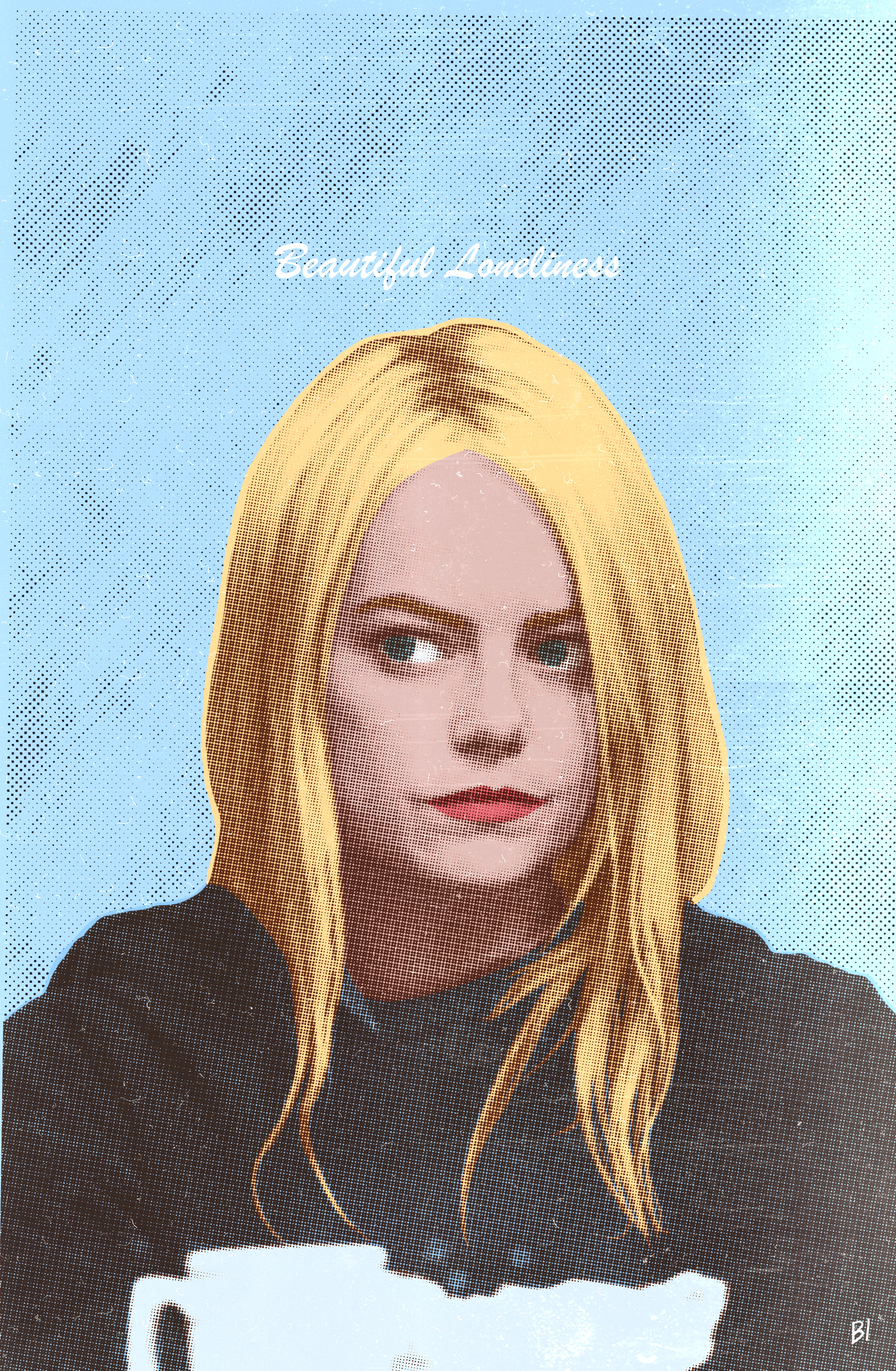 Beautiful loneliness, oppressive fun. - My, Emma Stone, Pop Art, Digital drawing, Girls, Longpost