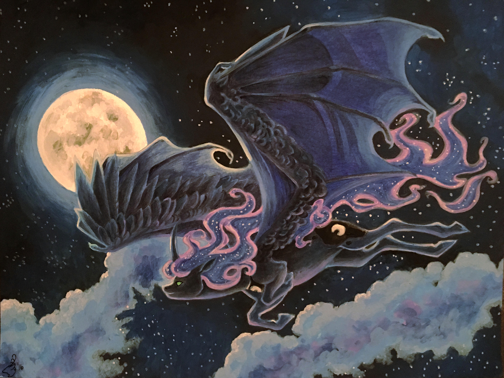 Queen of the Night - My little pony, Princess luna, Night, Flight, Traditional art, Chasingthesilverstag