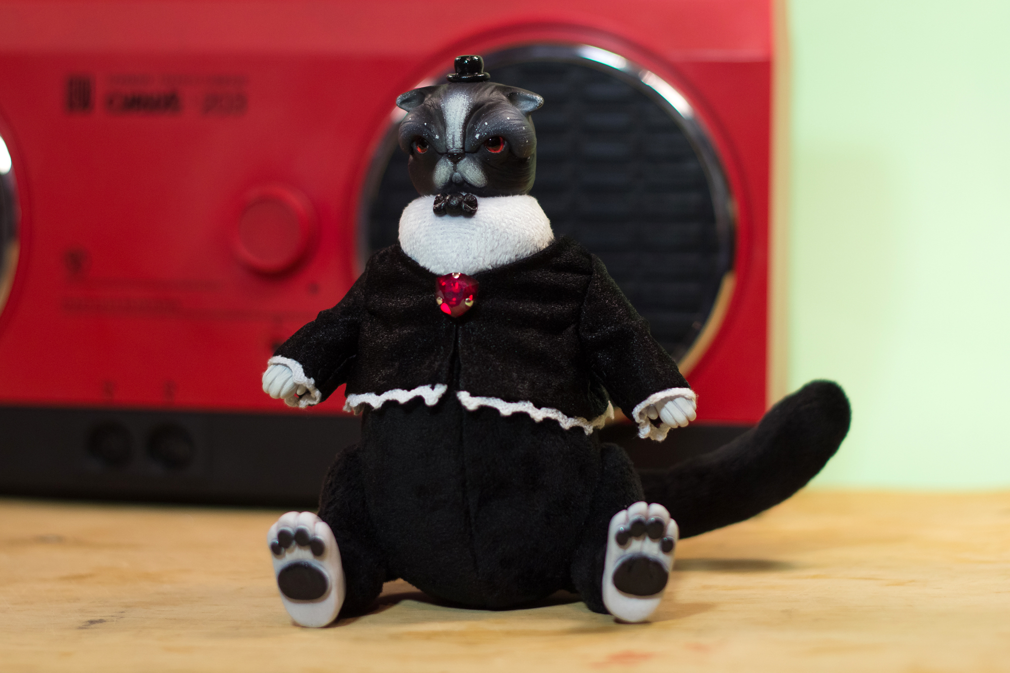 Disgruntled gentleman - My, Needlework without process, cat, Polymer clay, Toys, Plush Toys, Longpost