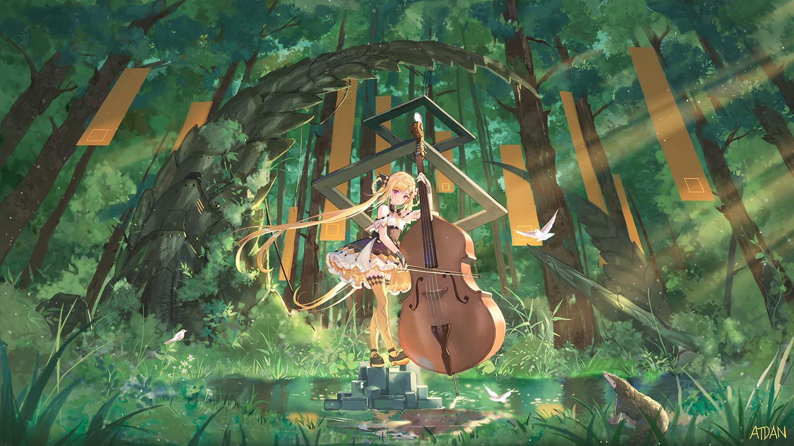 Forest - Anime Art, Original Character, Девушки, Арт, Vocaloid, Лес, Atdan