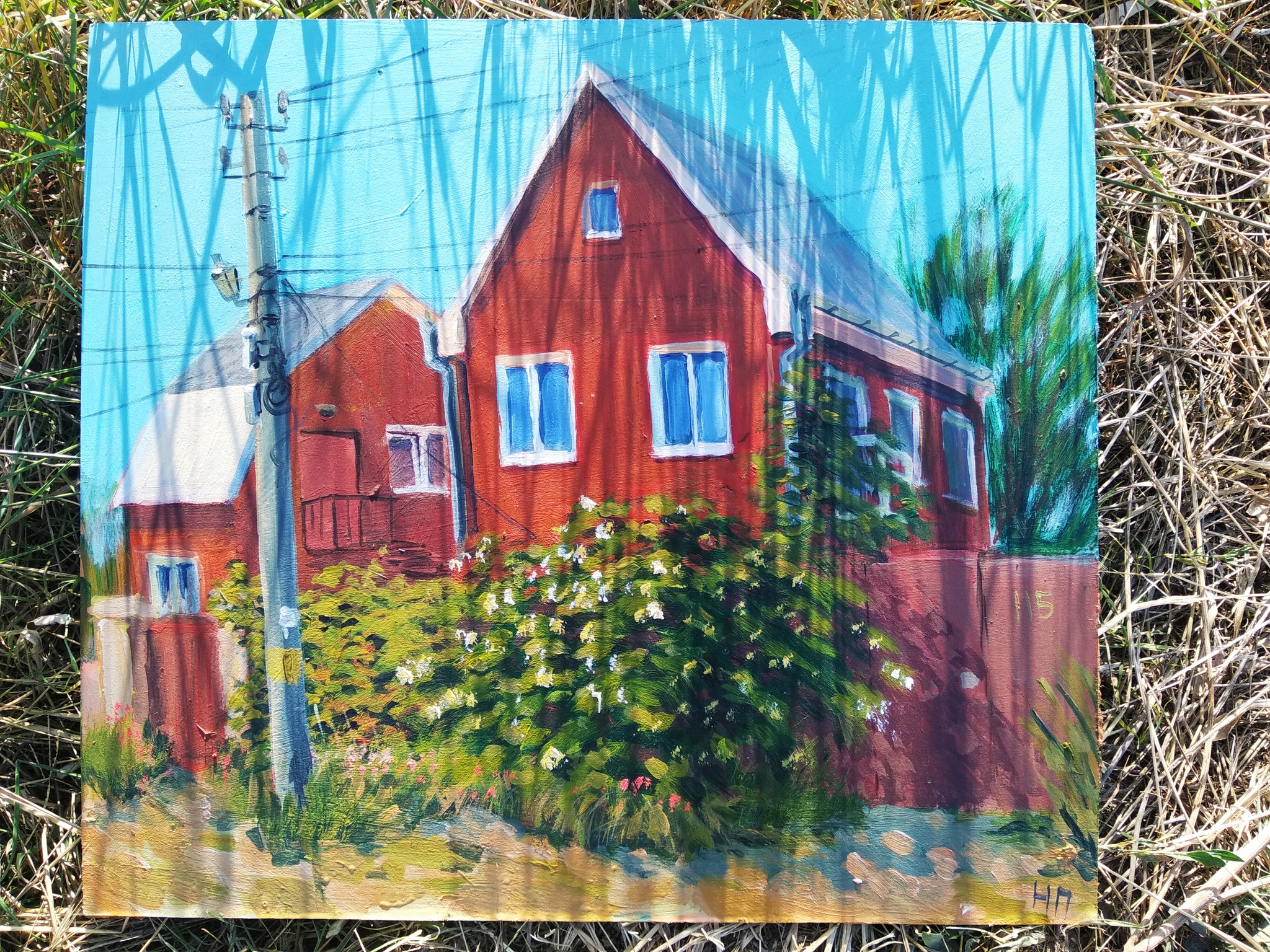 Study with houses - My, Painting, Creation, Drawing, Art, House, Longpost, The street, Plein air, Acrylic