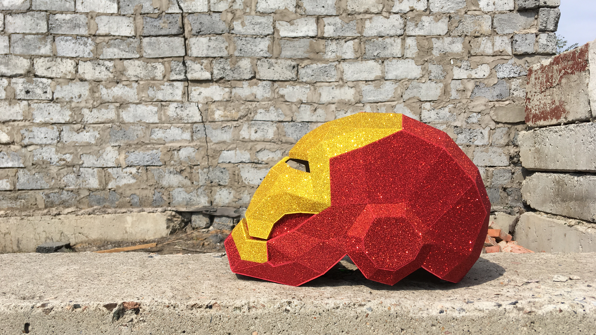 I glued myself an Iron Man helmet made of cardboard and foamiran - My, Pepakura, Papercraft, iron Man, Longpost