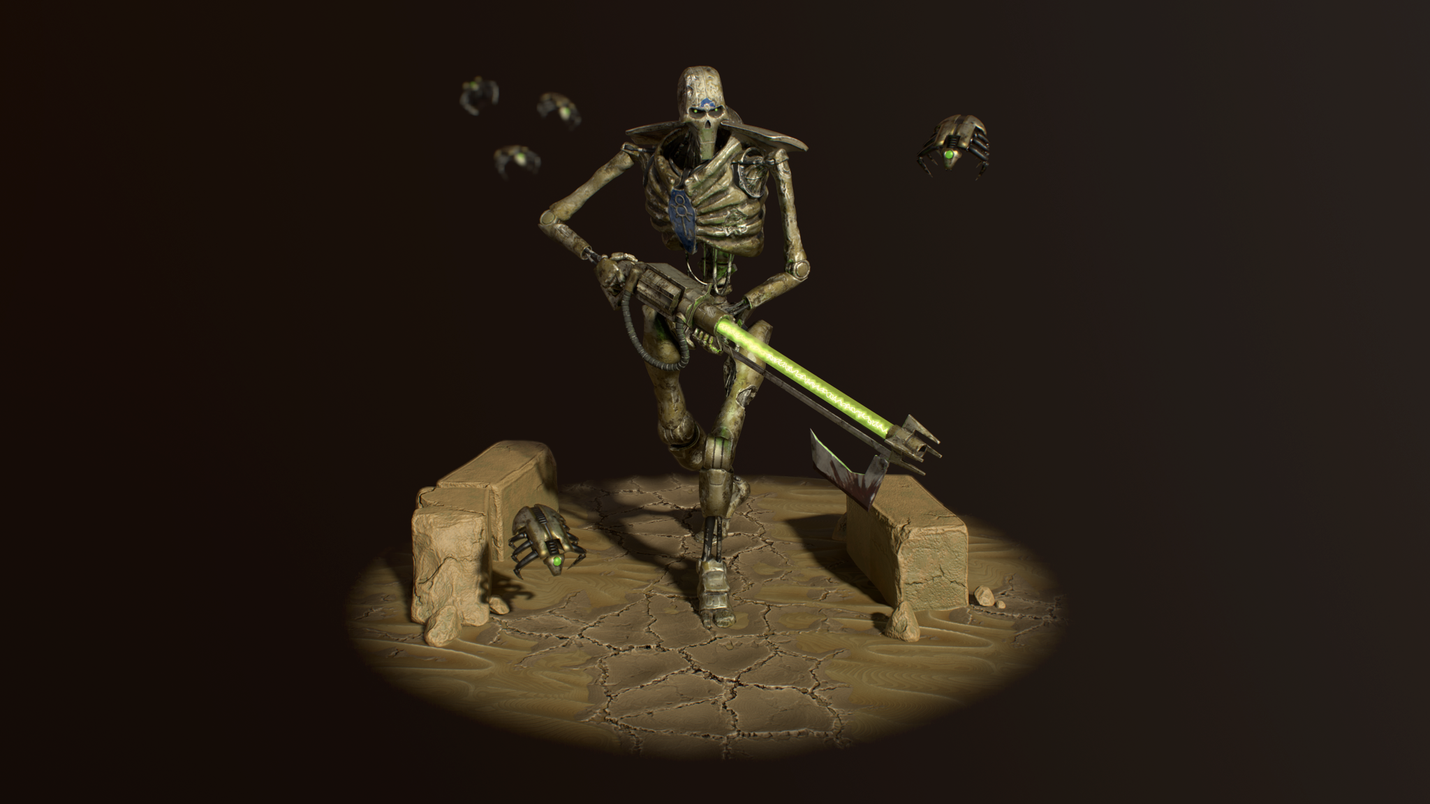 Necron Warrior - My, Warhammer 40k, Necrons, 3D