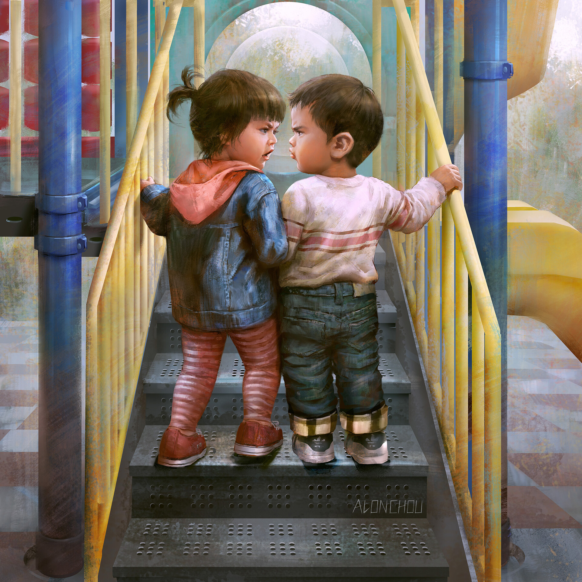 I was here first - Art, Drawing, Childhood, Children, Slide, Alon Chou