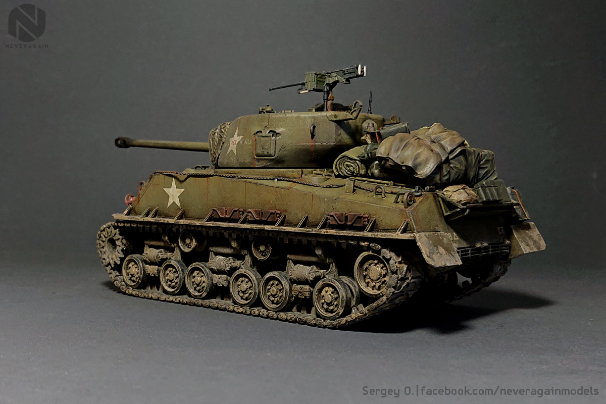 Red Devil door Captain Clifford Rice - My, Modeling, Stand modeling, Sherman, Tanks, Scale 1:35, Scale model, BTT, Longpost