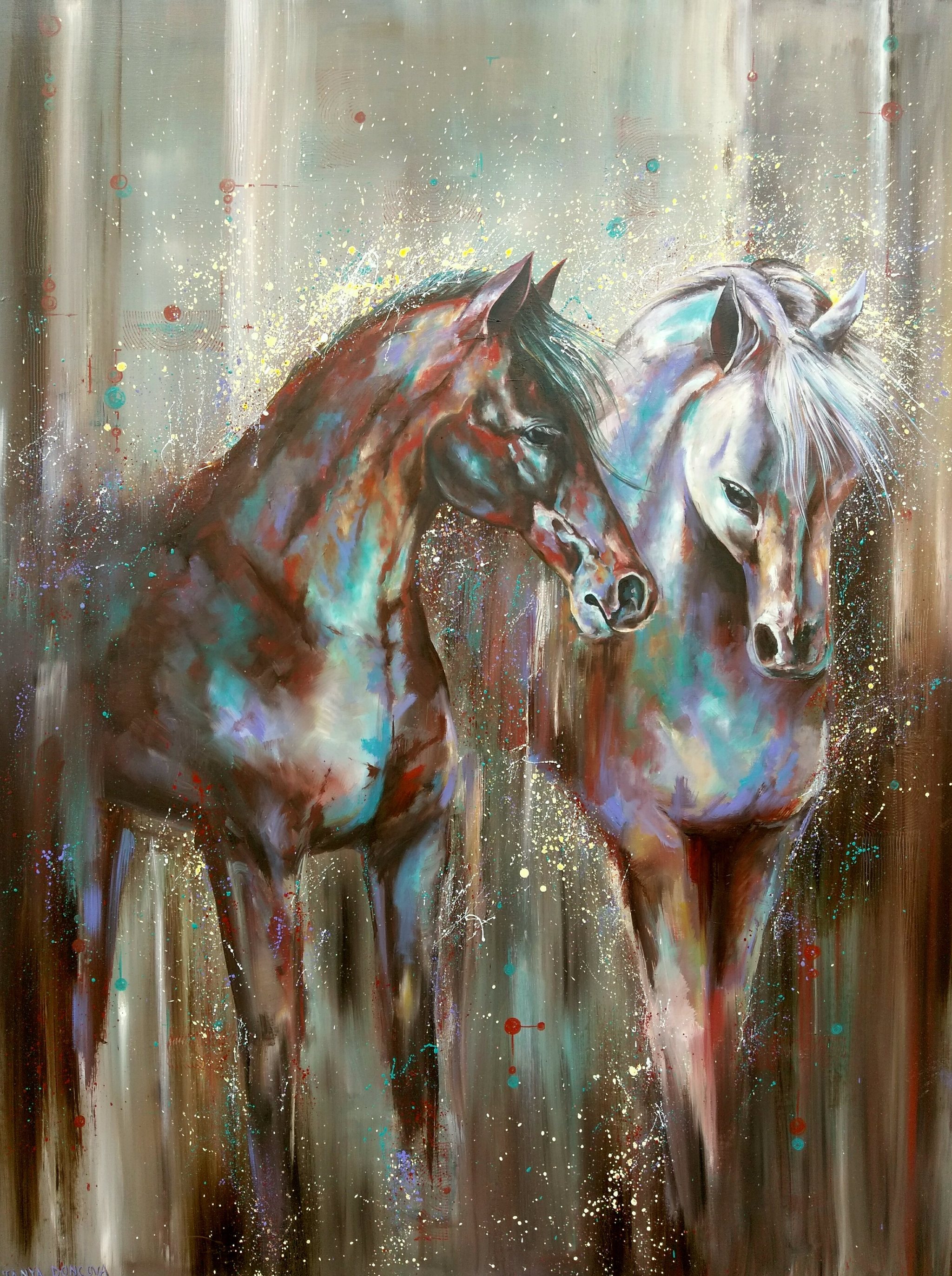 Horses. oil painting - My, Painting, Oil painting, Horses