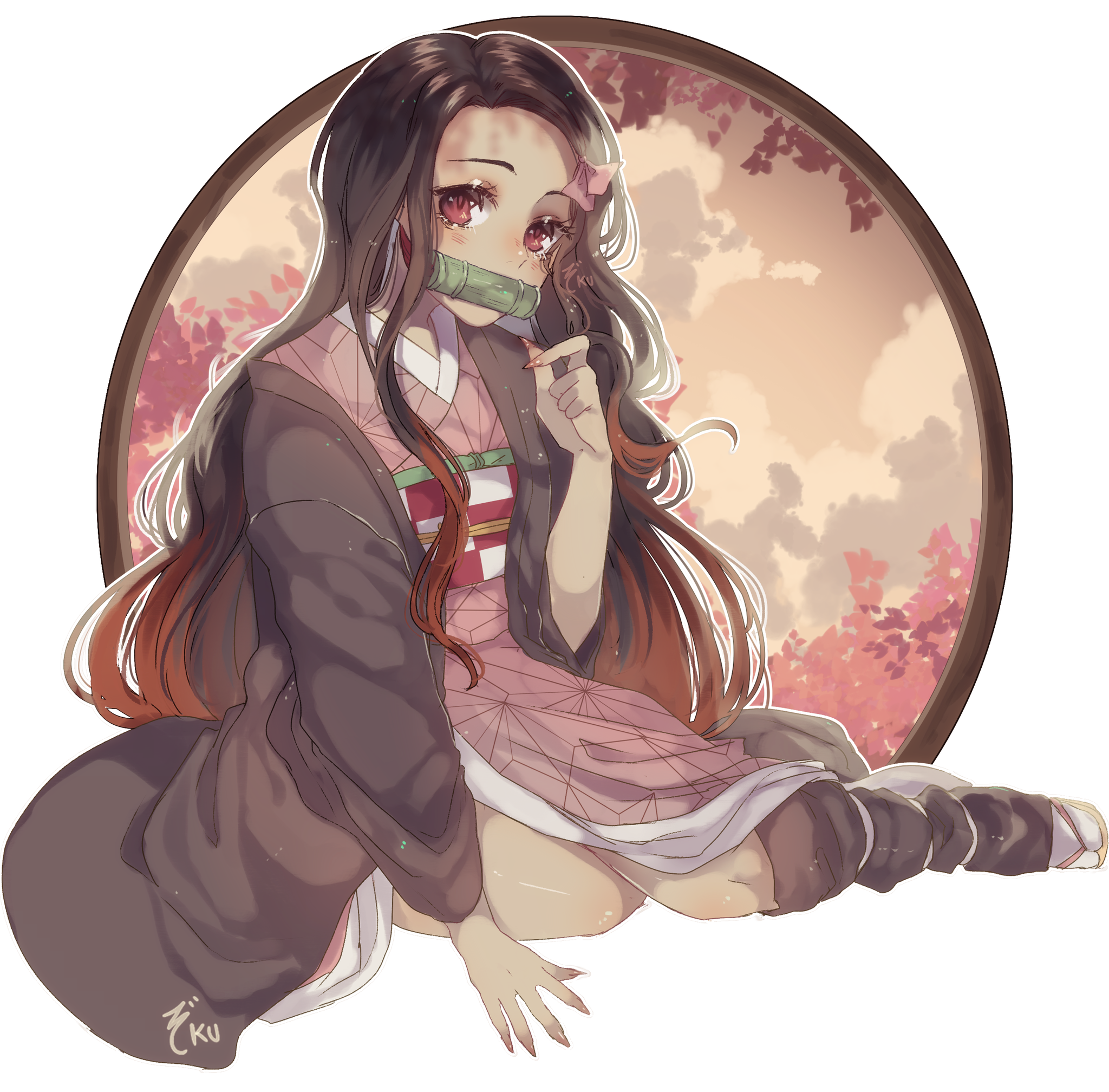 Petals are circling in the wind, and in the eyes, petals, yours ... - Kimetsu no yaiba, Nezuko Kamado, Anime, Anime art