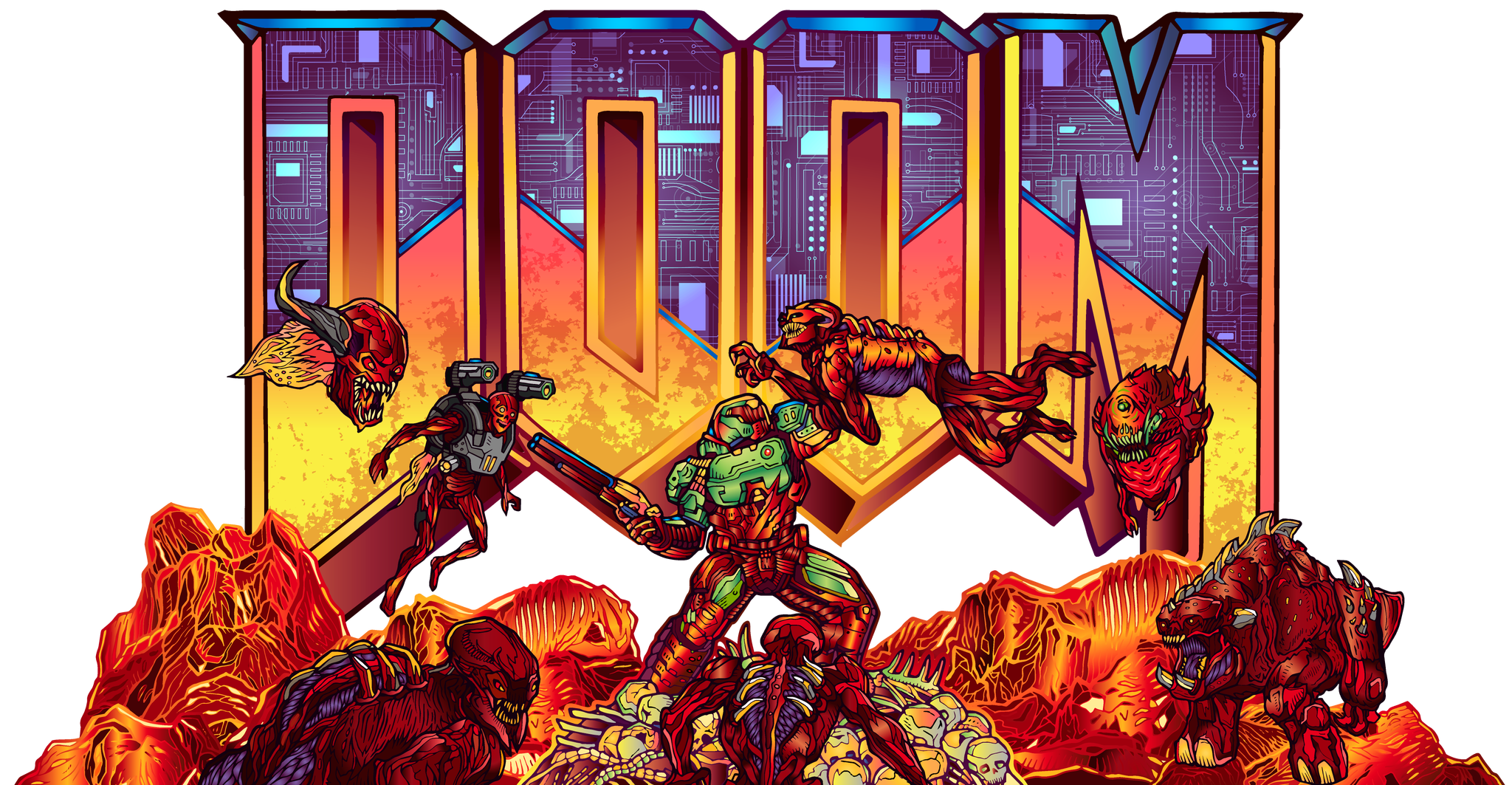 3D DooM poster - My, Doom, Decor, Computer games, Video, Longpost