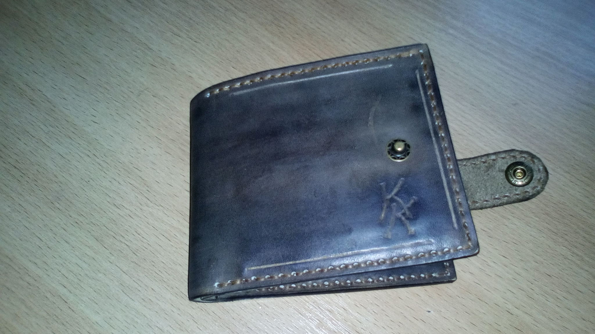 Men's leather wallet - My, Needlework without process, Leather craft, With your own hands, Longpost