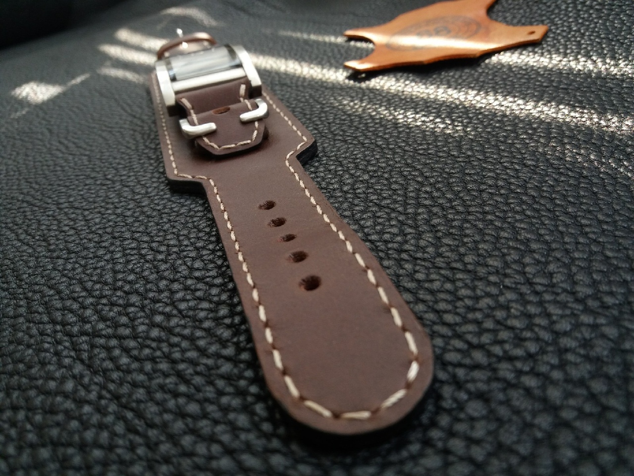 Guess watch strap. Interesting fastening of the watch on the strap. - My, Needlework with process, Strap, Leather products, Longpost