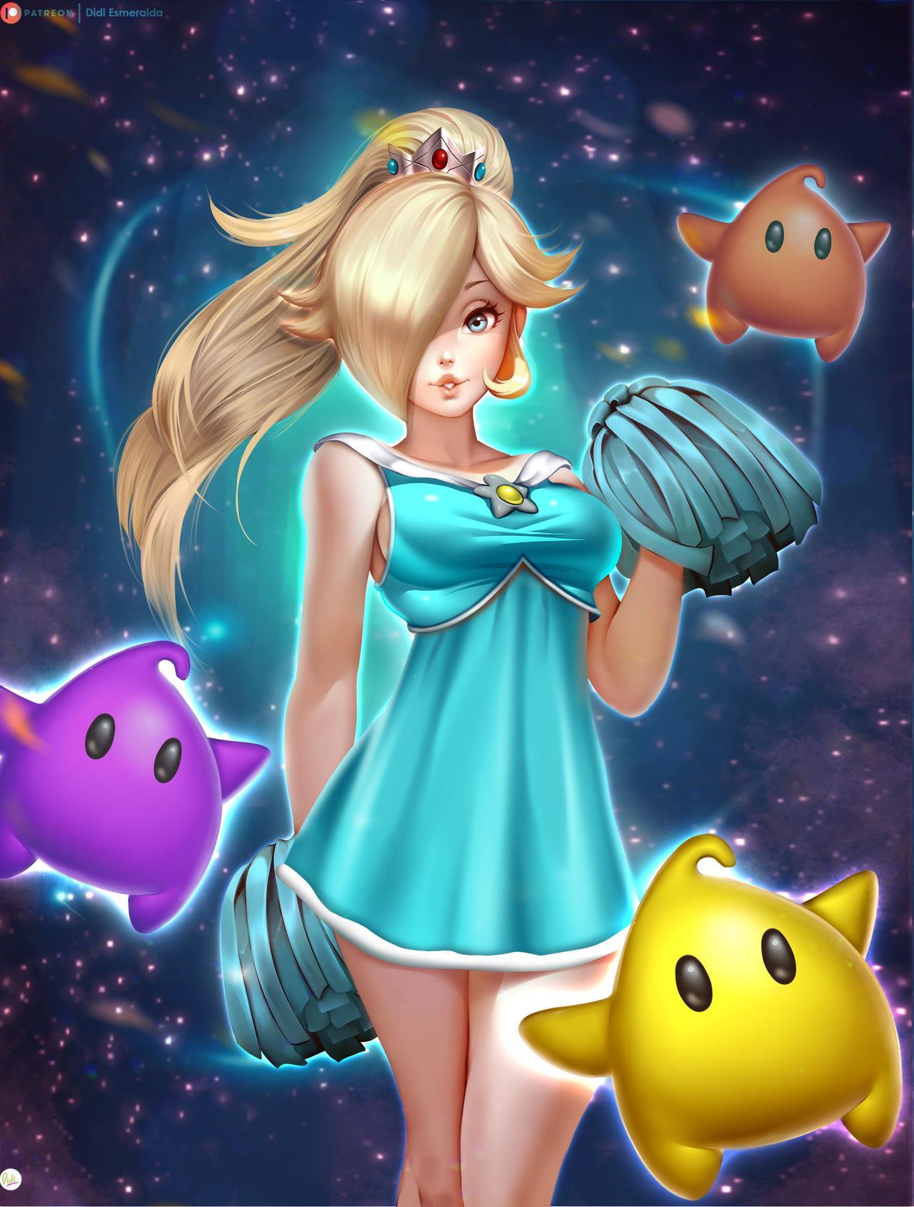 Rosalina Cheerleader - NSFW, Didi-Esmeralda, Rosalina, Mario, Games, Art, Longpost