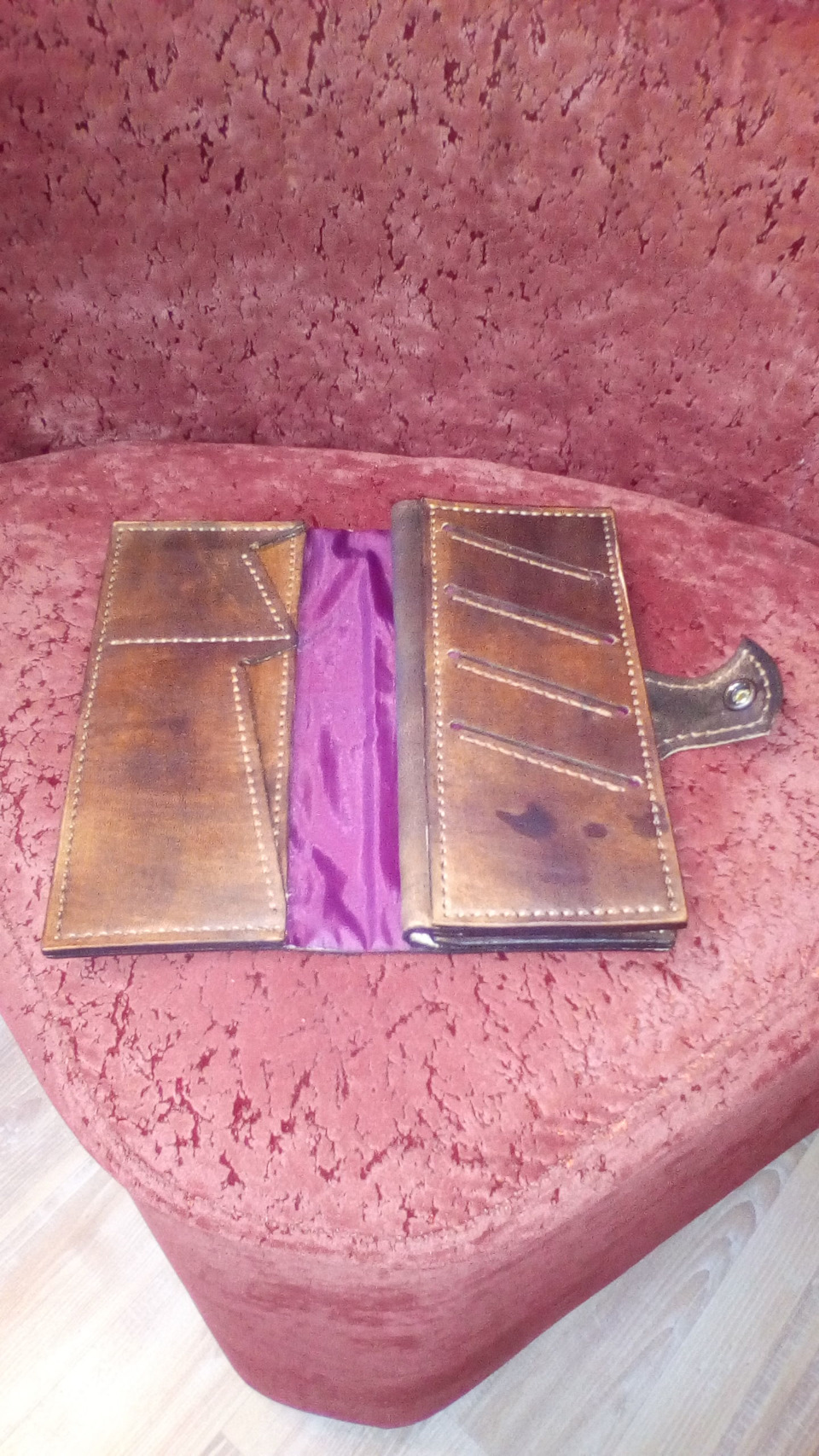 Women's leather wallet 2 - My, Leather craft, With your own hands, Needlework without process, Longpost