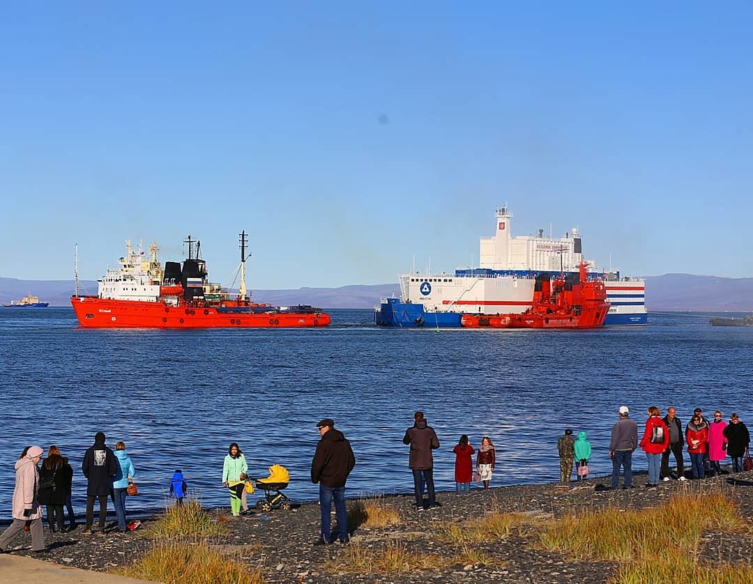 PUB Akademik Lomonosov moored in Pevek - PEB, Academician Lomonosov, Pevek, Longpost, Floating nuclear power plant, nuclear power station