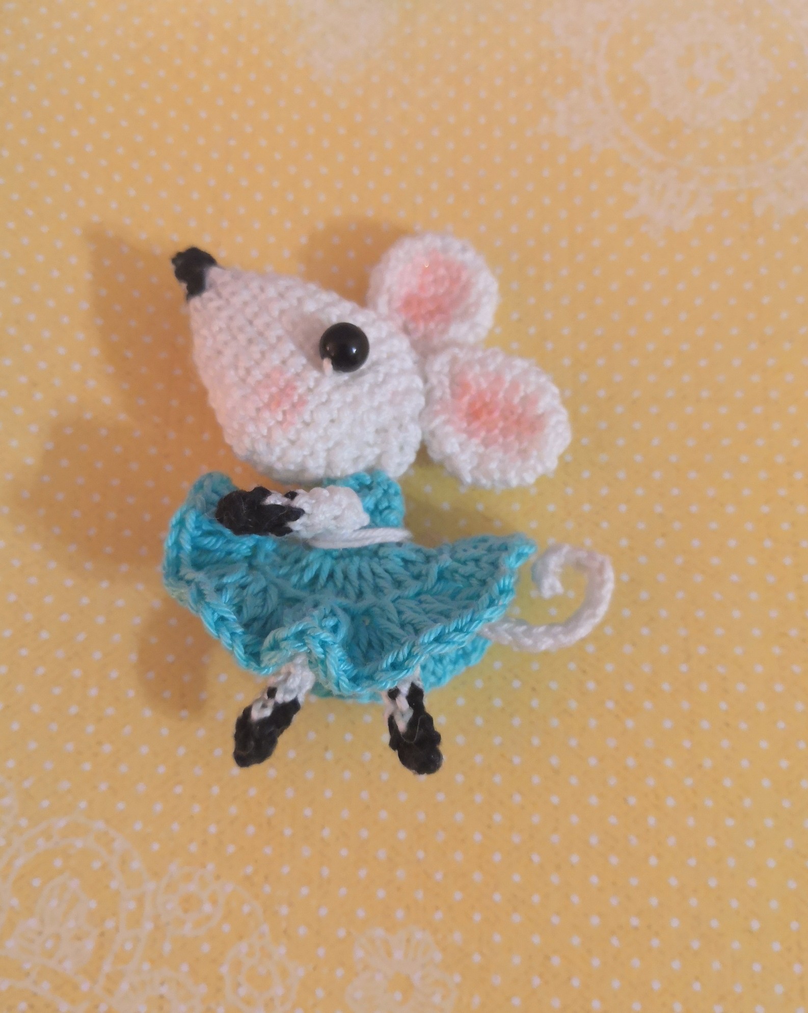ballerina mouse - My, New Year, Symbol of the year, Crochet, Brooch, Needlework without process, With your own hands, Longpost
