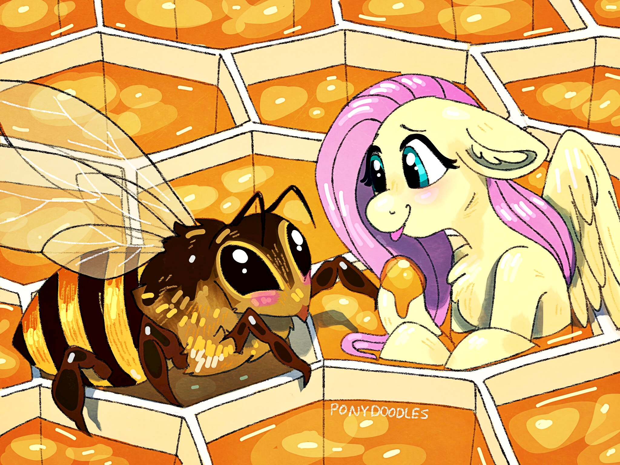 Flutters honey collecting - My little pony, Fluttershy, Bees, Honey, Incendiaryboobs