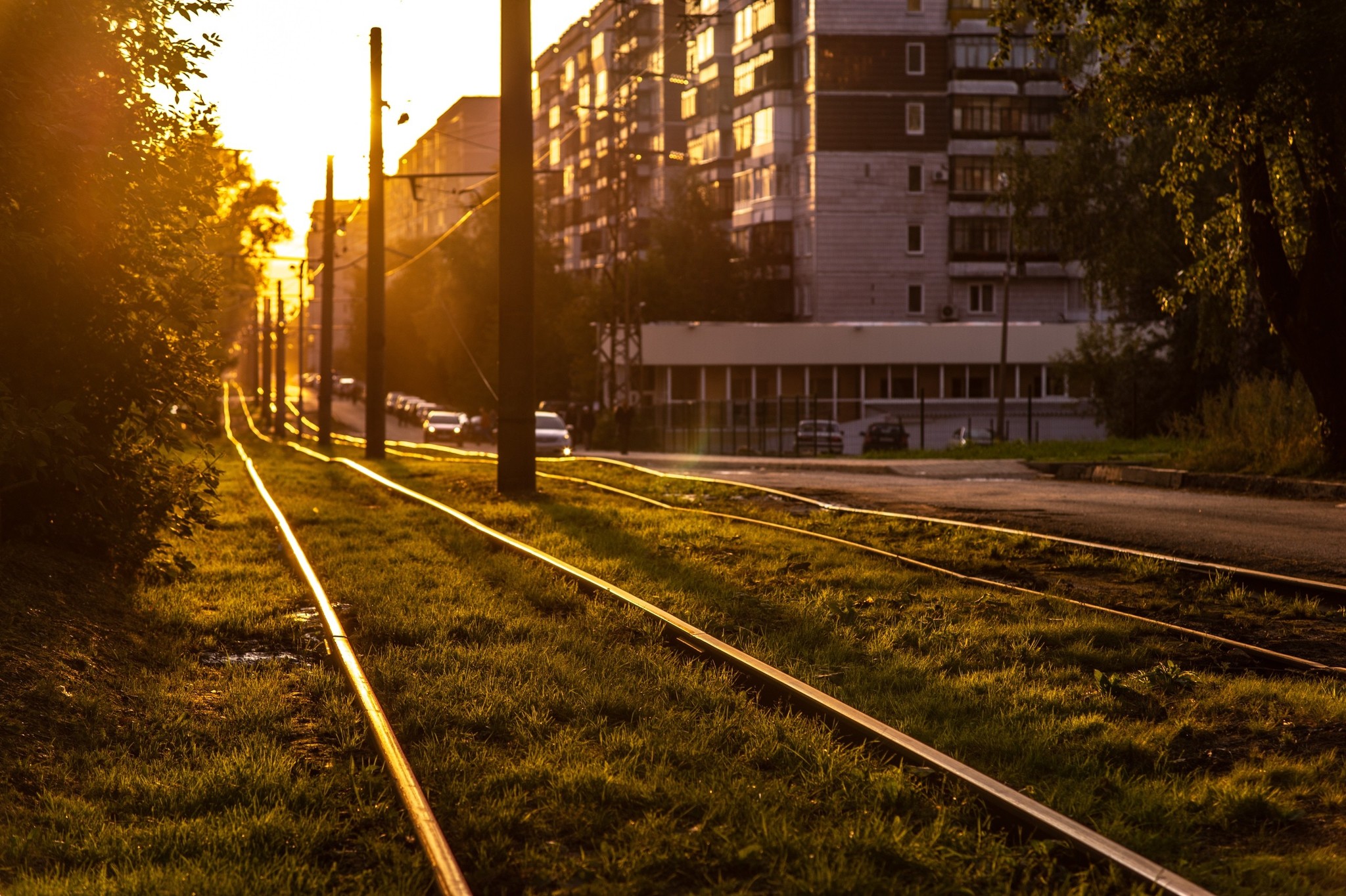 Towards the sun along the paths - My, Tram, Tomsk, Sunset, Longpost