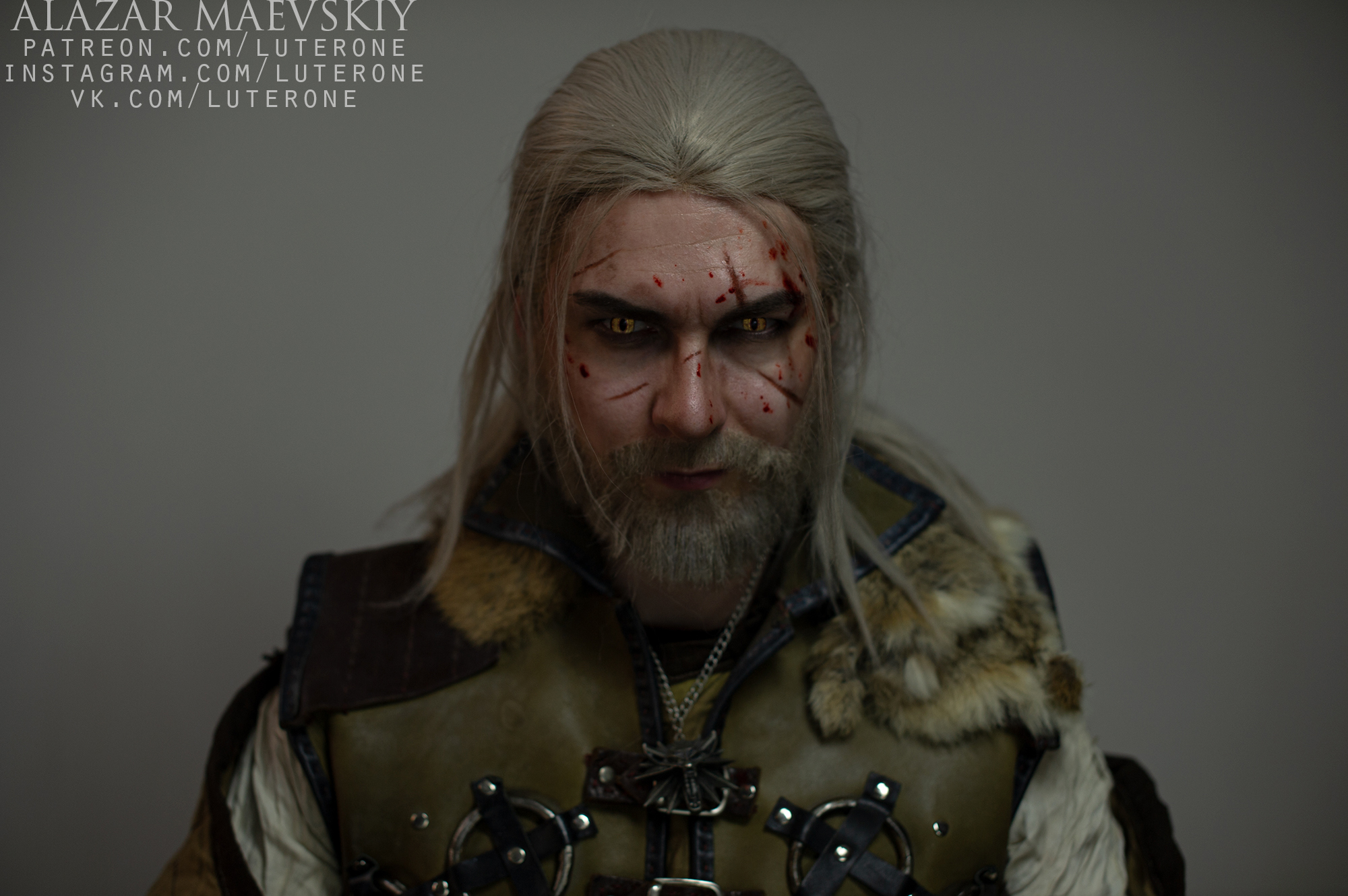 Alazar Mayevsky in the image of the Witcher Geralt (Cosplay) - My, Cosplay, Geralt of Rivia, Russian cosplay, Witcher, The Witcher 3: Wild Hunt, Makeup, Longpost