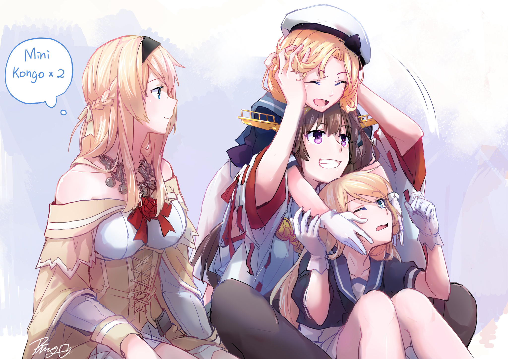 Mini Kongo x 2 - Kantai collection, Kongou, Jervis, Janus, Warspite, Anime, Anime art