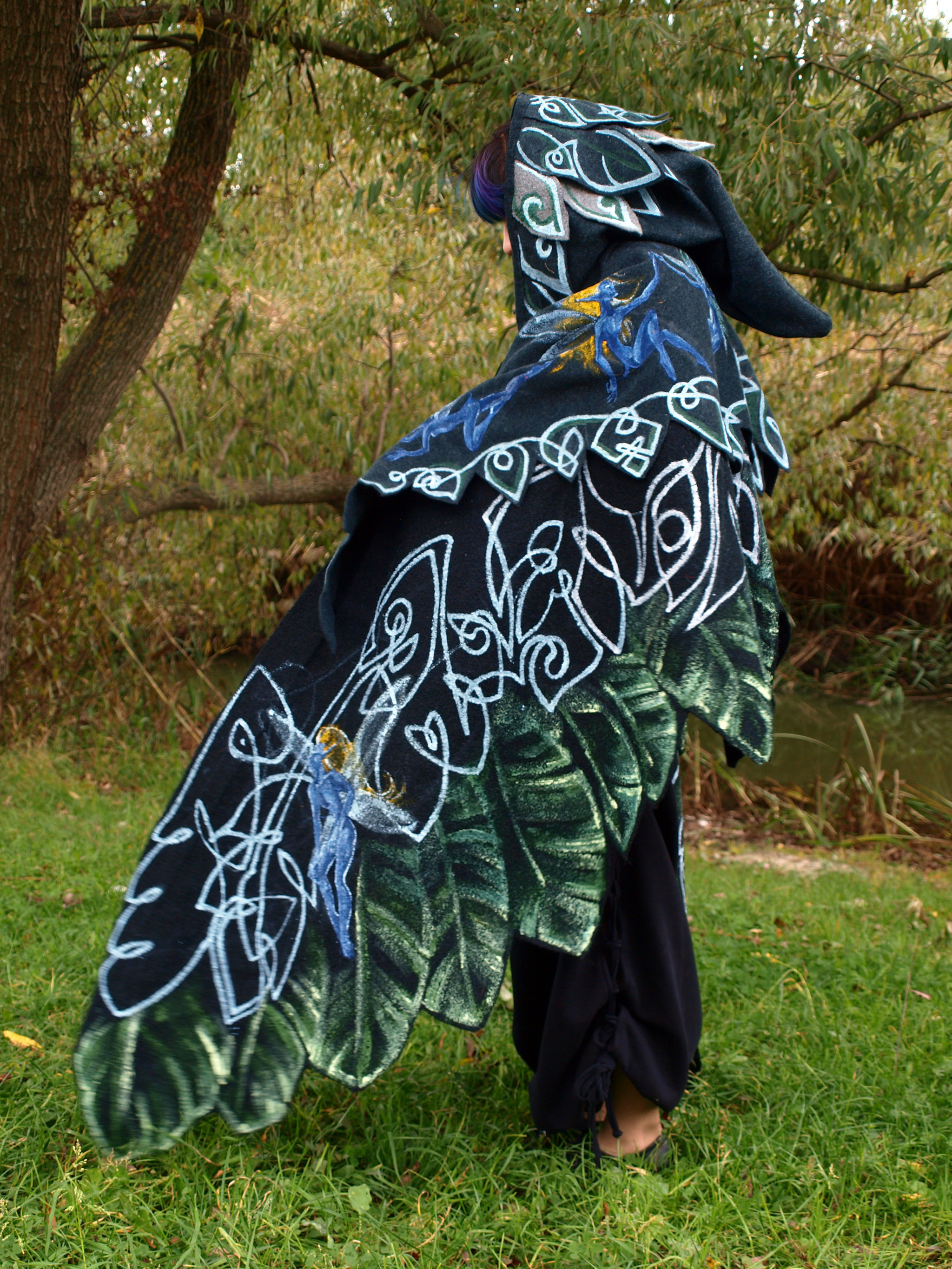 Shawl-wings Pixie - My, Kai Yara, Painting on fabric, Warm clothes, Fantasy, Celtica, Shawl, Longpost