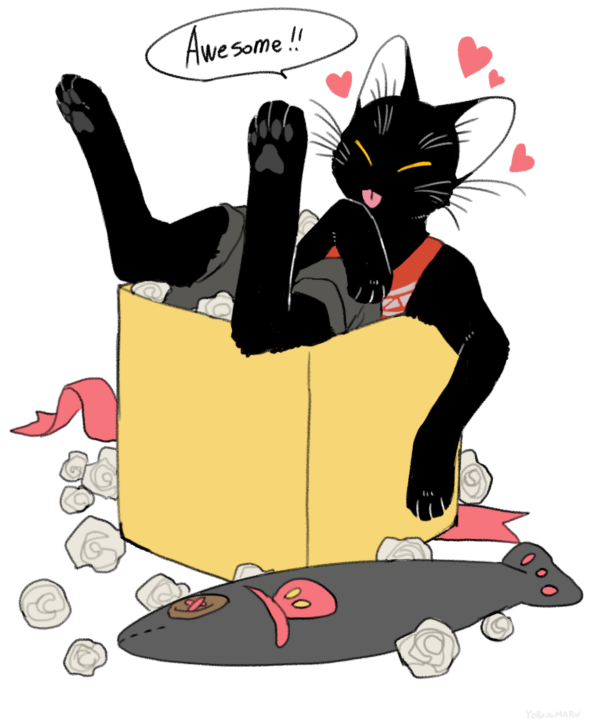 Present - Furry, Furry comics, Furry feline, Furry cat, Presents, Box, Box and cat, Longpost, cat