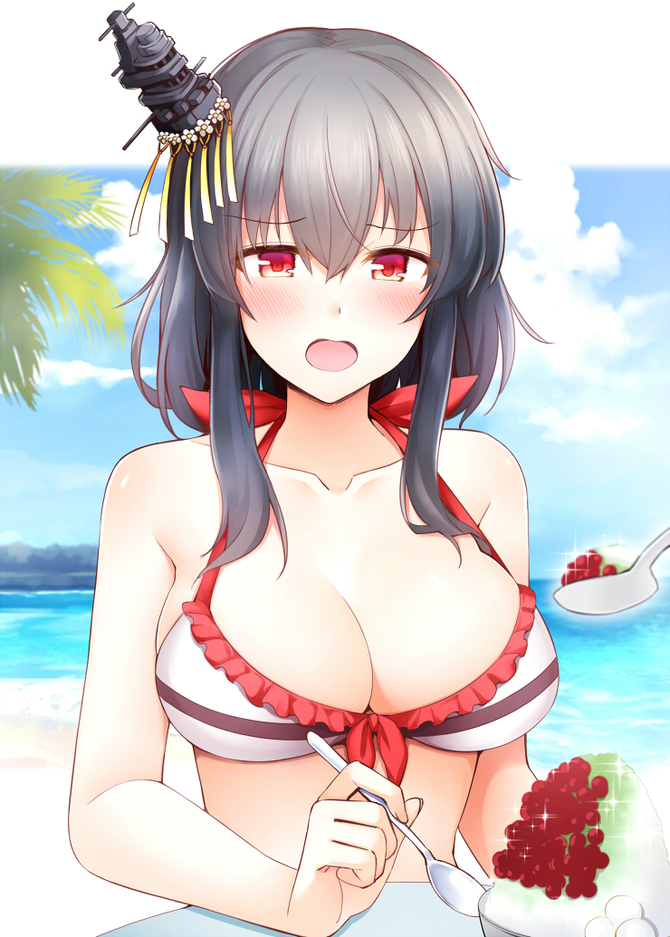 Yamashiro (художник: Rui Shi) - Kantai Collection, Аниме, Anime Art, Yamashiro, Купальник, Sugoi Dekai, Длиннопост