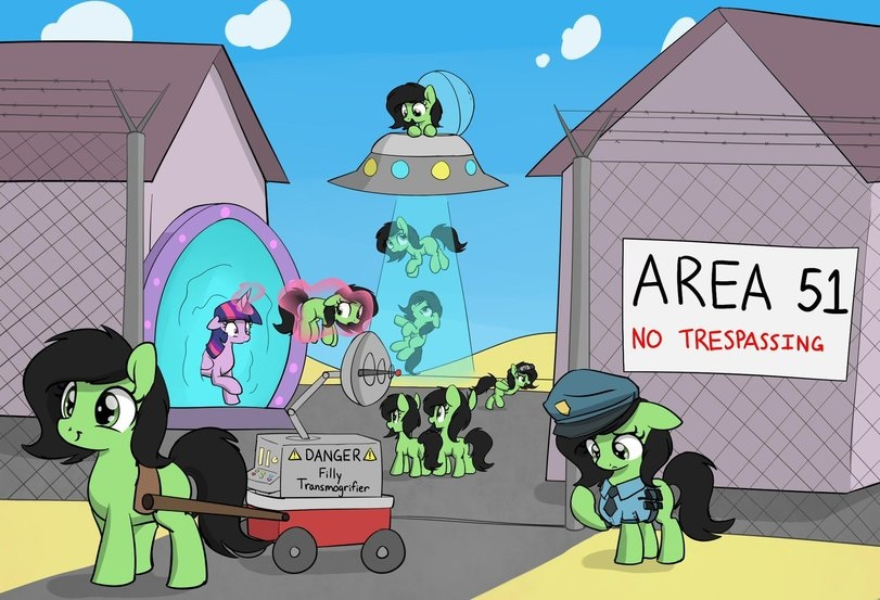 Meanwhile in Area 51 - My little pony, Zone 51, Twilight sparkle, Filly Anon, Art, Original character, Skitterpone