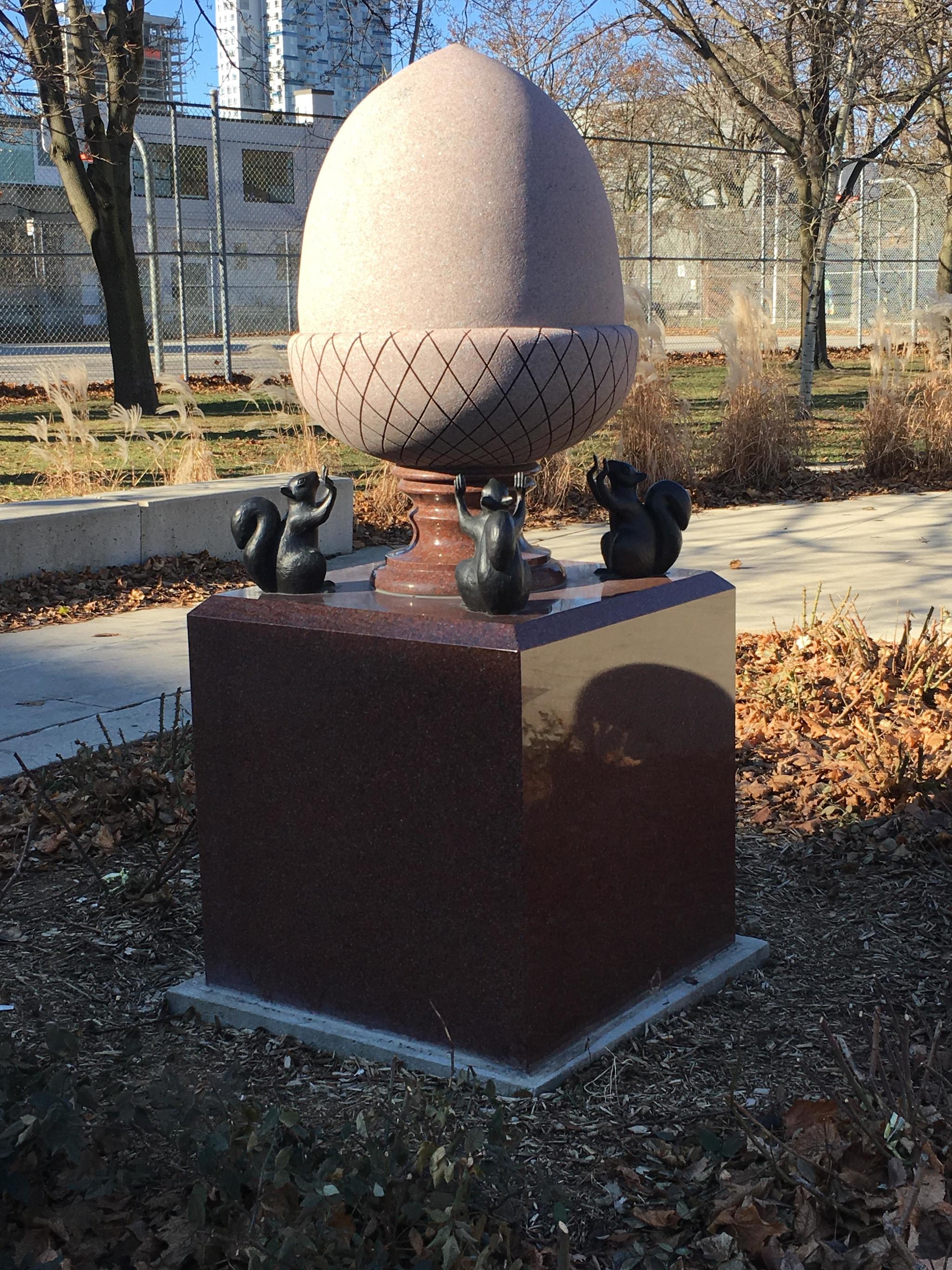 acorn worshipers - Squirrel, Acorn, The statue, Adoration, The park, Monument, Sculpture