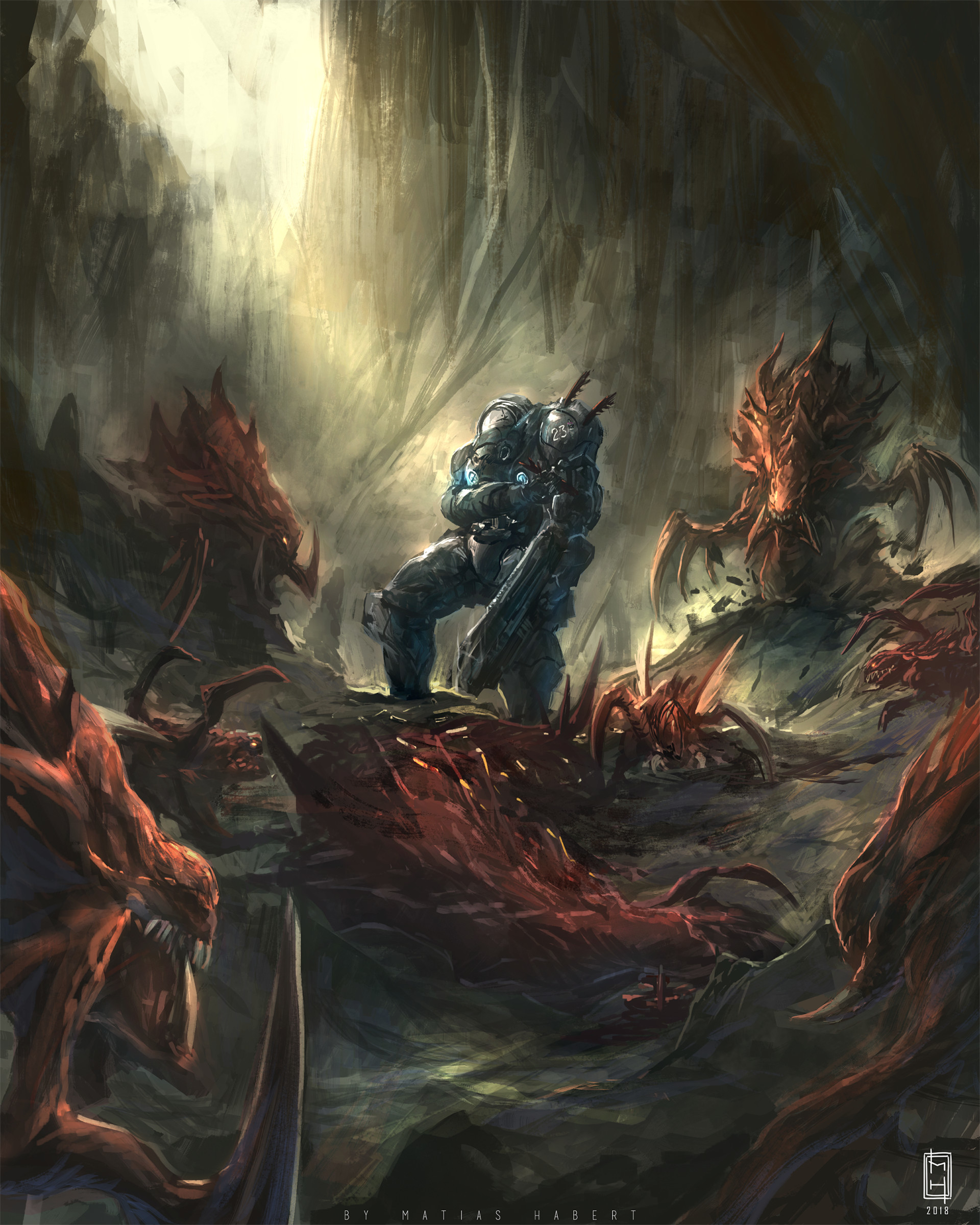 Surrounded by - Starcraft, Art, Terran, Zerg, Hydralisk, Games, Computer games, 