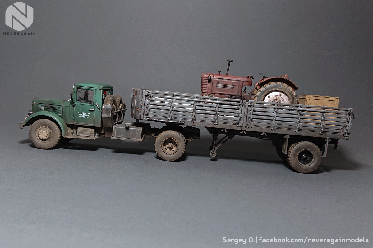 MAZ-200V with semi-trailer MAZ-5215 - My, Stand modeling, Scale model, Maz 200, Tractor, Hobby, Modeling, Longpost