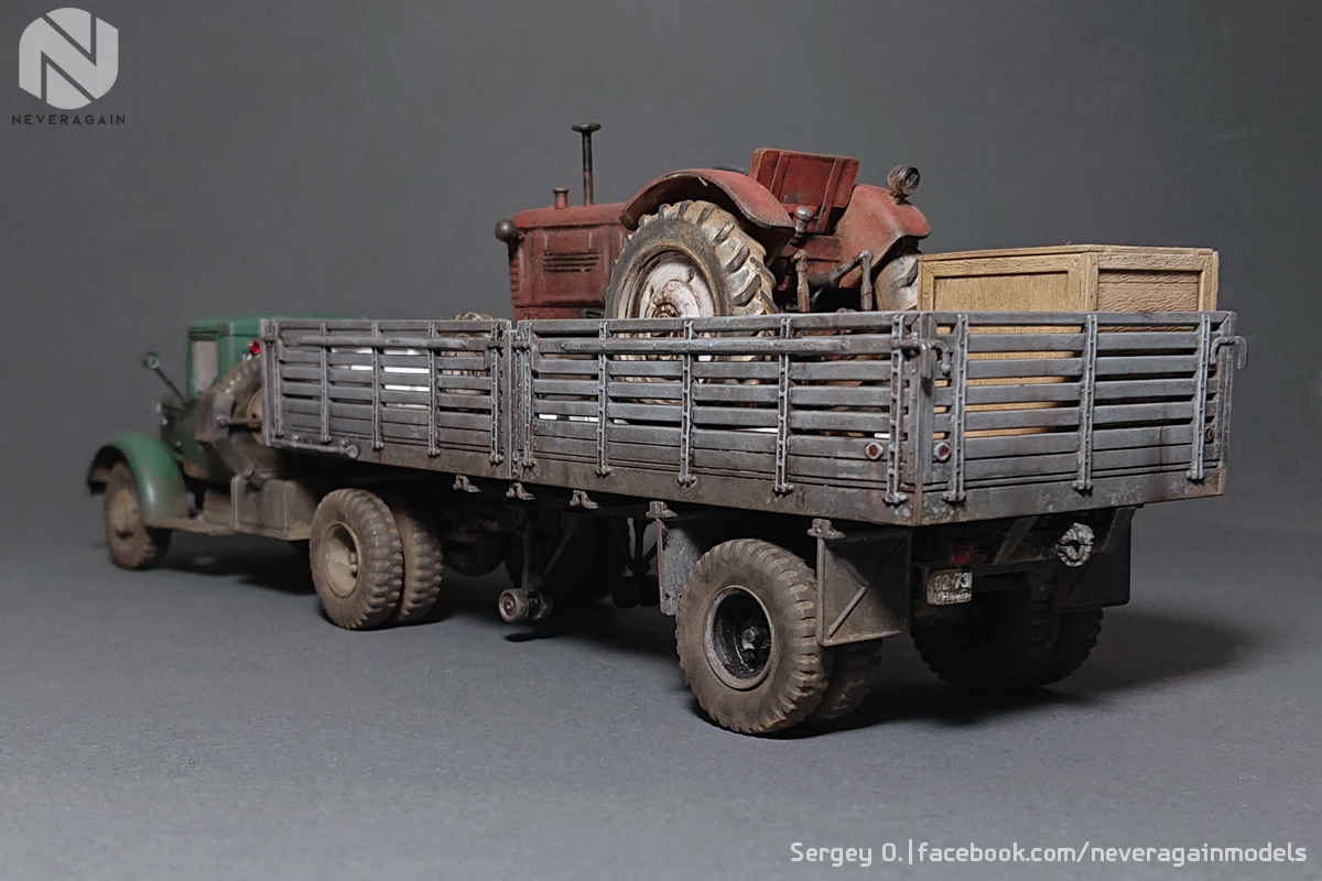 MAZ-200V with semi-trailer MAZ-5215 - My, Stand modeling, Scale model, Maz 200, Tractor, Hobby, Modeling, Longpost