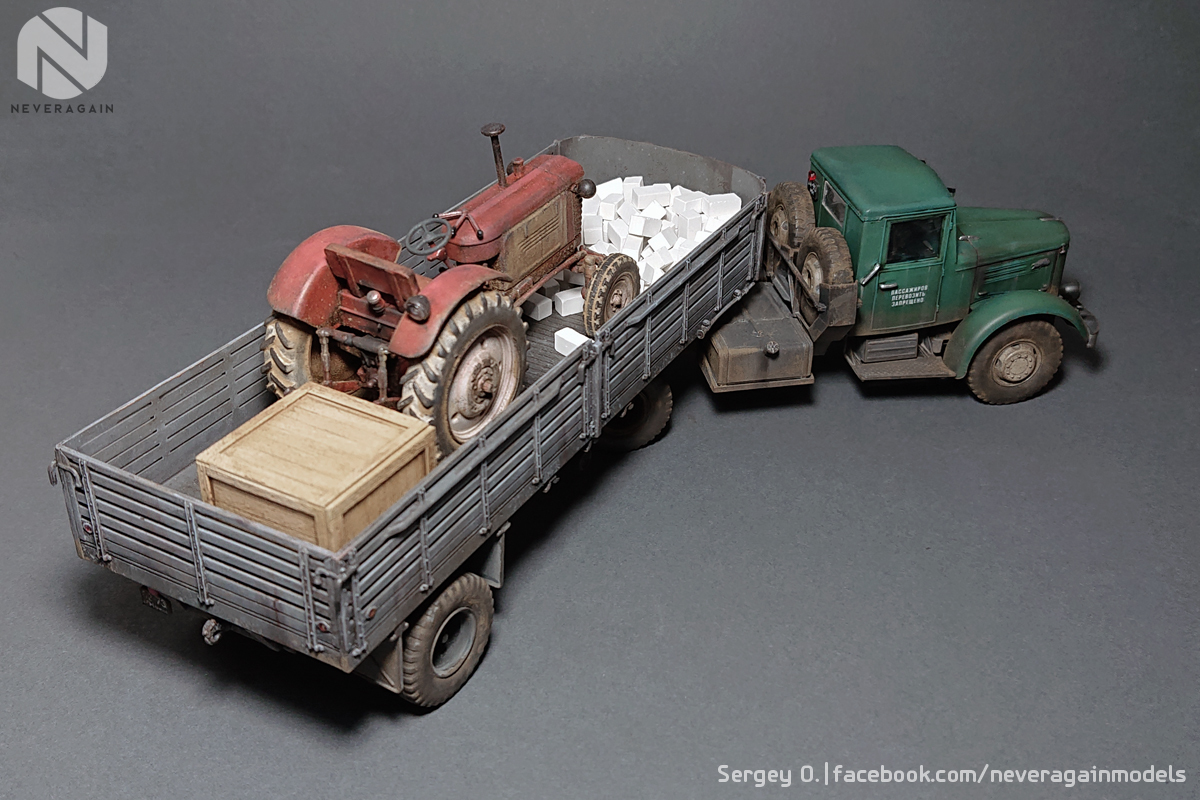 MAZ-200V with semi-trailer MAZ-5215 - My, Stand modeling, Scale model, Maz 200, Tractor, Hobby, Modeling, Longpost