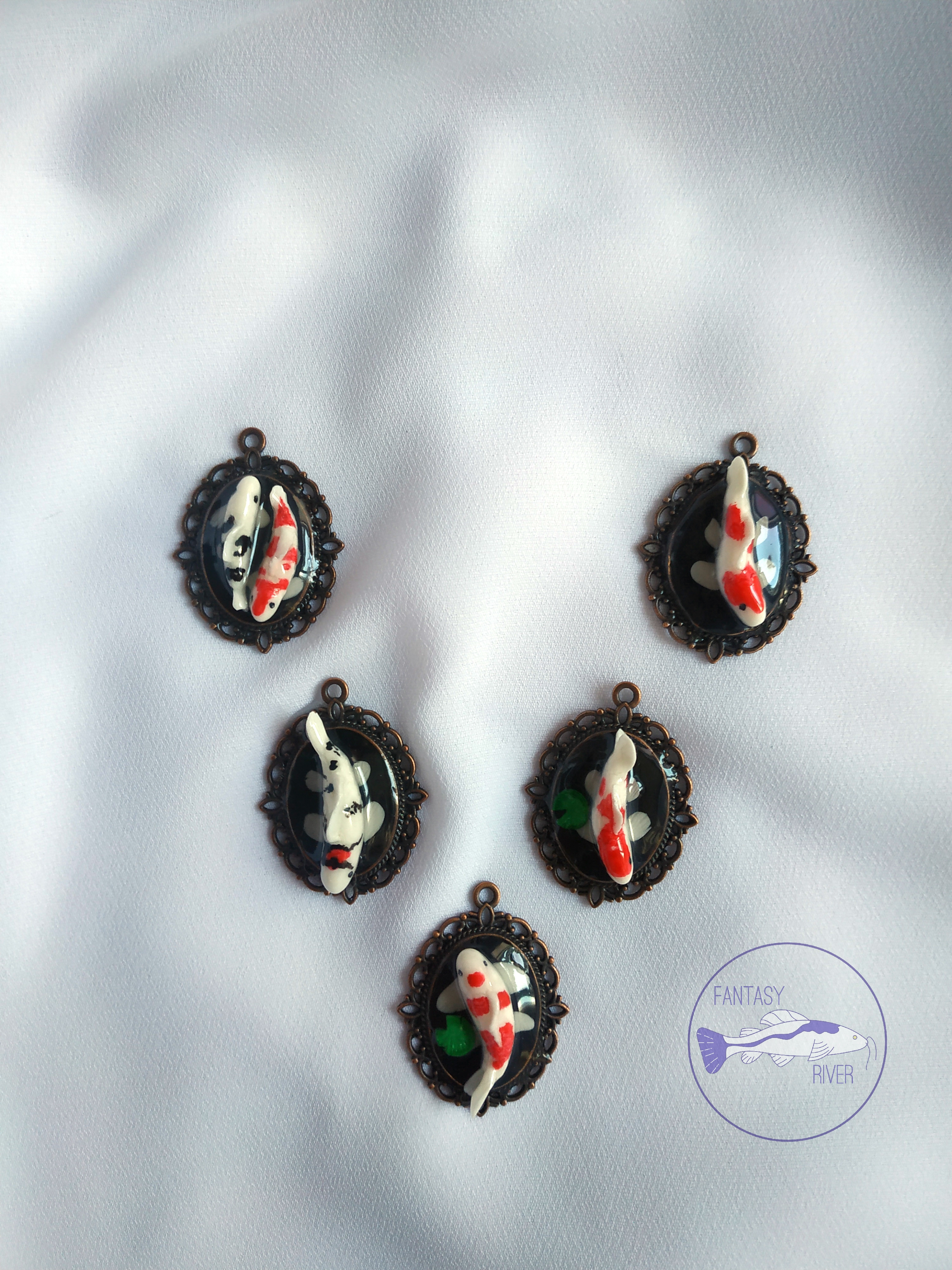 Pendant: small Japanese carp - My, Handmade, Suspension, Polymer clay, Koi carps, , Pendant, Longpost