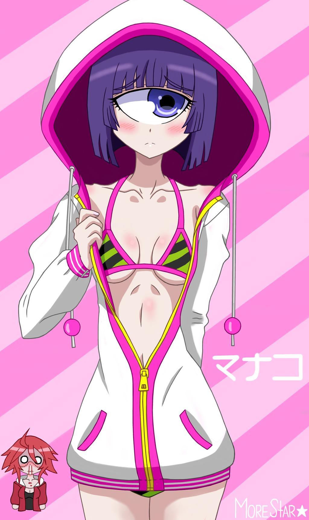 Manako-chan / Manako-chan (hoodie) - My, Anime, Monster girl, Monster musume no iru nichijou, Manako, Swimsuit, Anime art