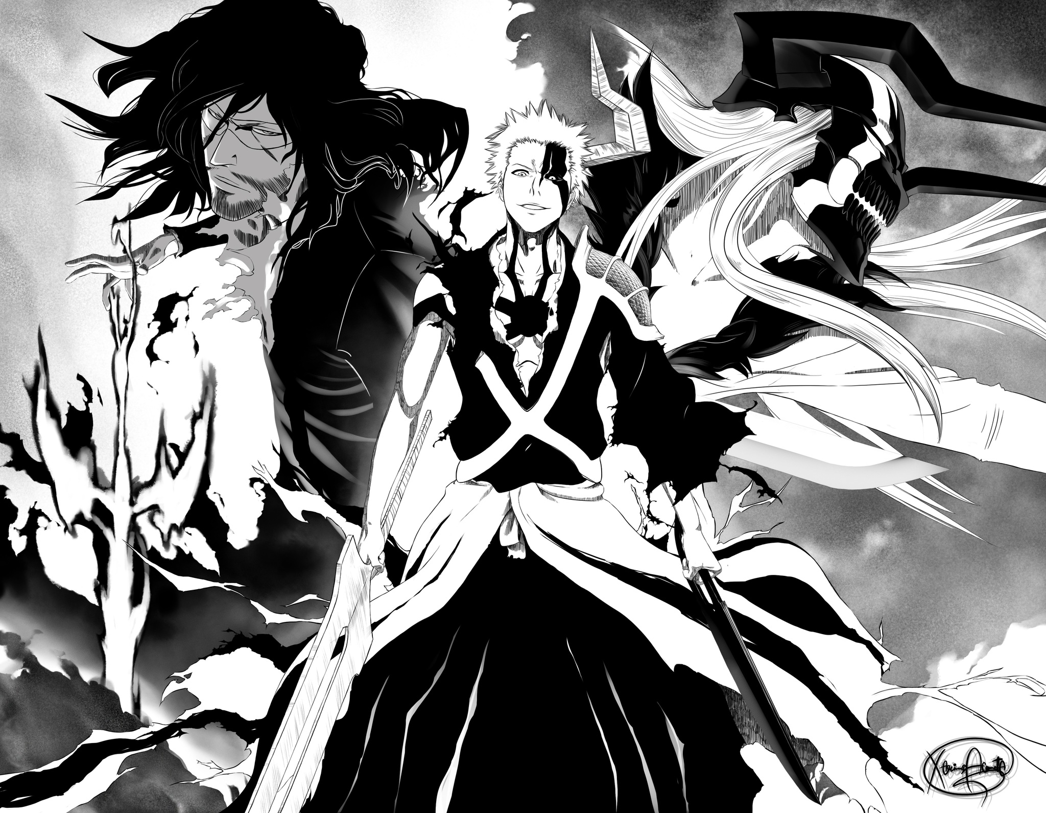 Wretched and Divine (Black and White) - Bleach, Манга, Аниме, Япония, Арт, Мультфильмы