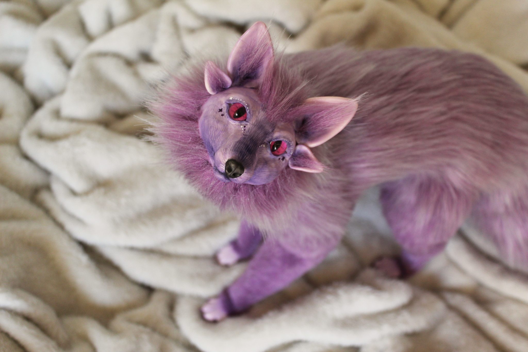 Cosmic Lavender. - My, Polymer clay, Domestic fox, Fox, Longpost, Needlework with process, Needlework, Mixed media