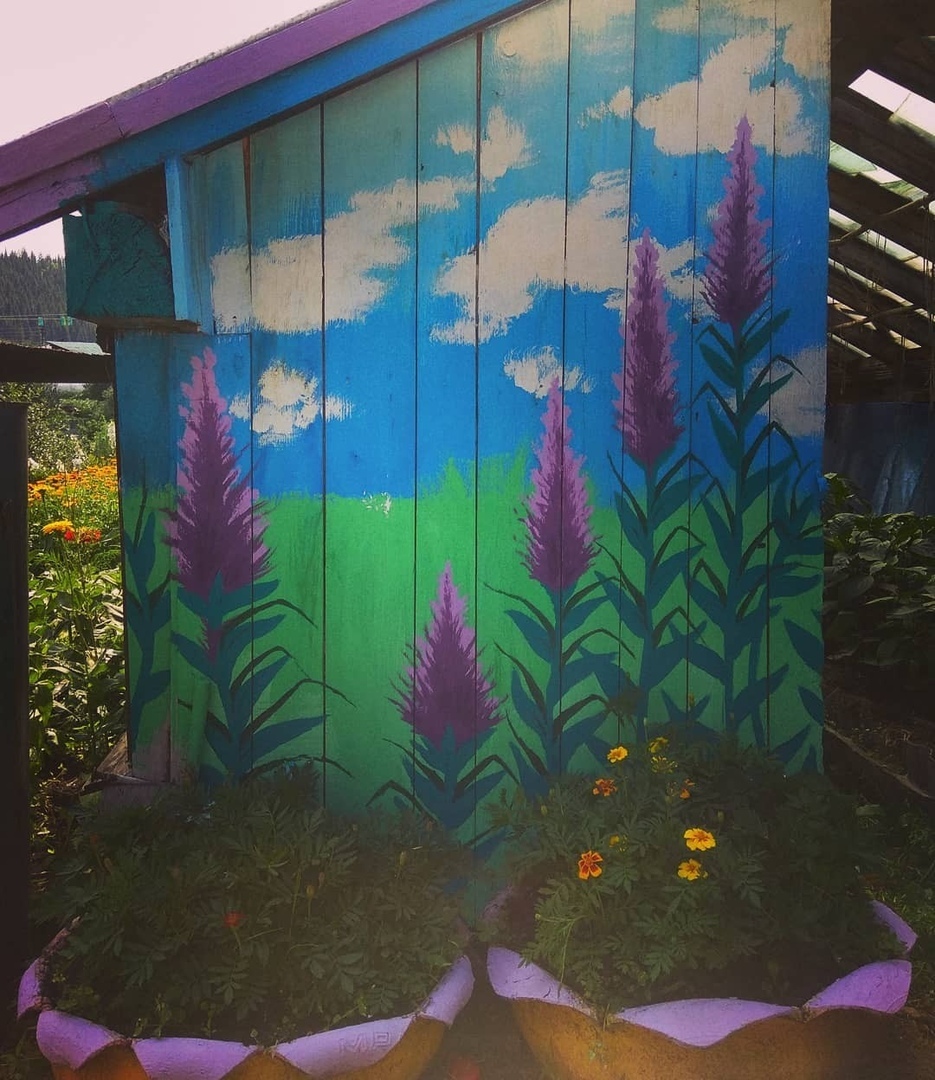 Little design of the grandmother's greenhouse - My, Garden, Greenhouse, Registration, Creation, Creativity, Wall painting, Longpost