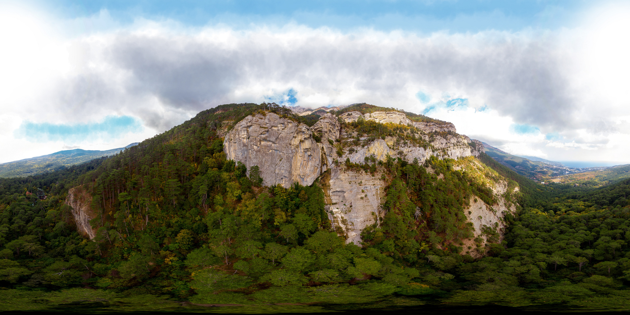 Aerial photo panorama 360° Uchan-Su waterfall in Yalta - My, Crimea, Aerial photography, Spherical panorama, Yalta, Wuchang-Su, Crimean Mountains