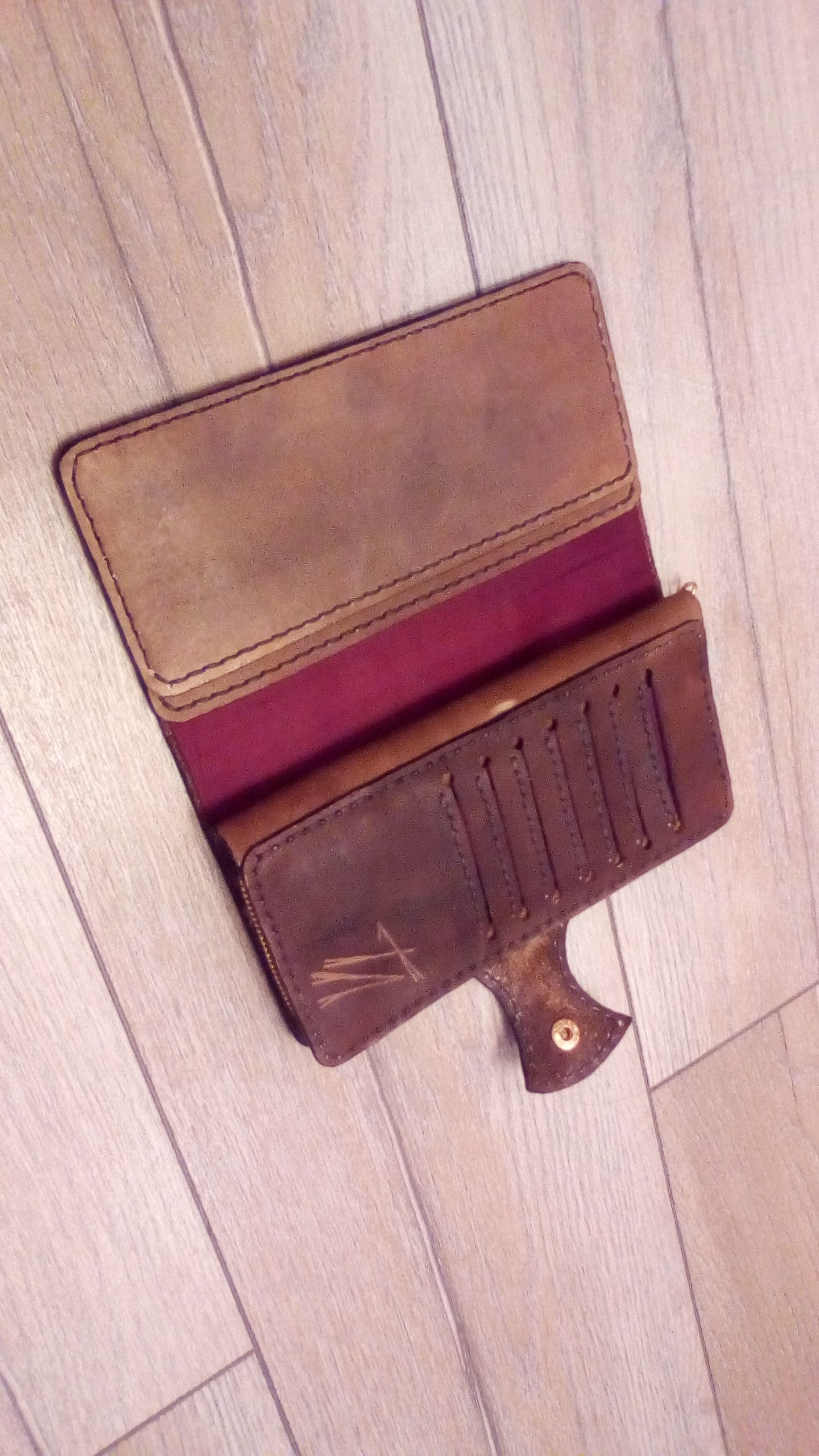 Leather wallet 3 - My, Needlework without process, With your own hands, Leather products, Longpost