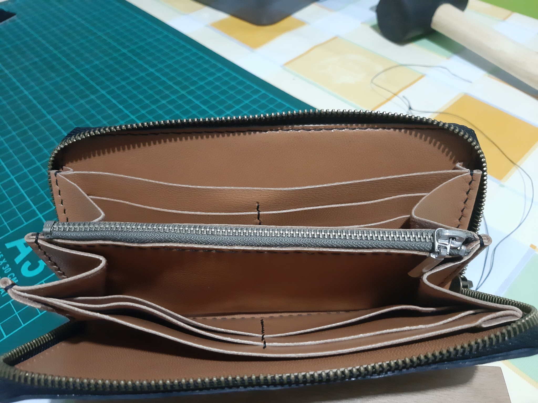 Zip wallet for a colleague - My, Wallet, With your own hands, Leather craft, Leather products, Needlework with process, Longpost