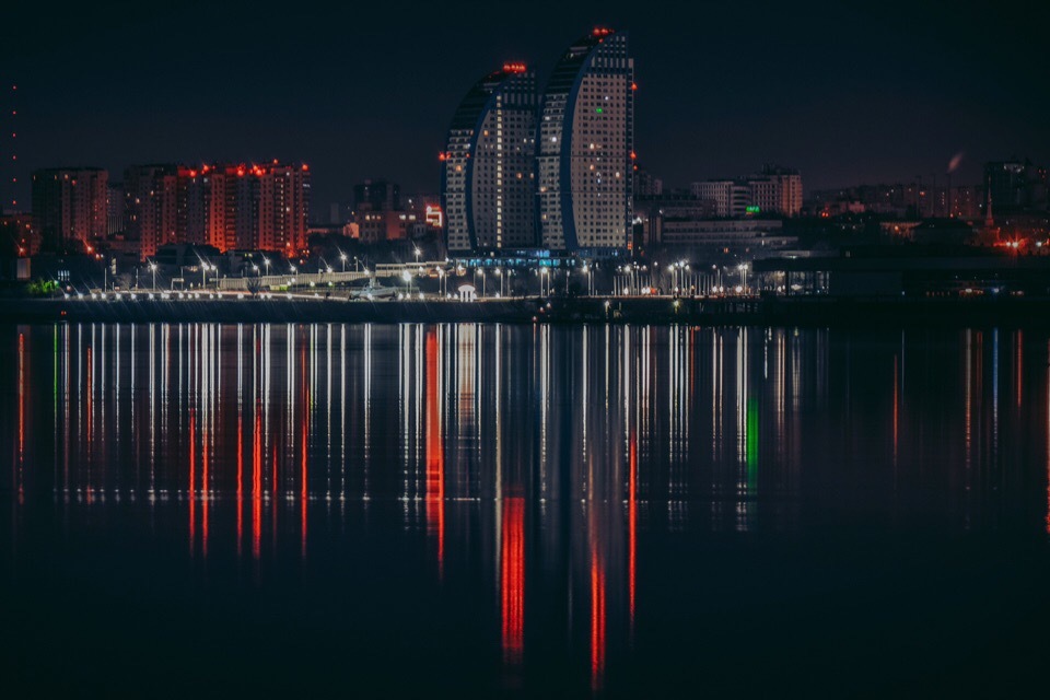 Evening Volgograd - Volgograd, Town, Evening, Reflection, Night light, The photo